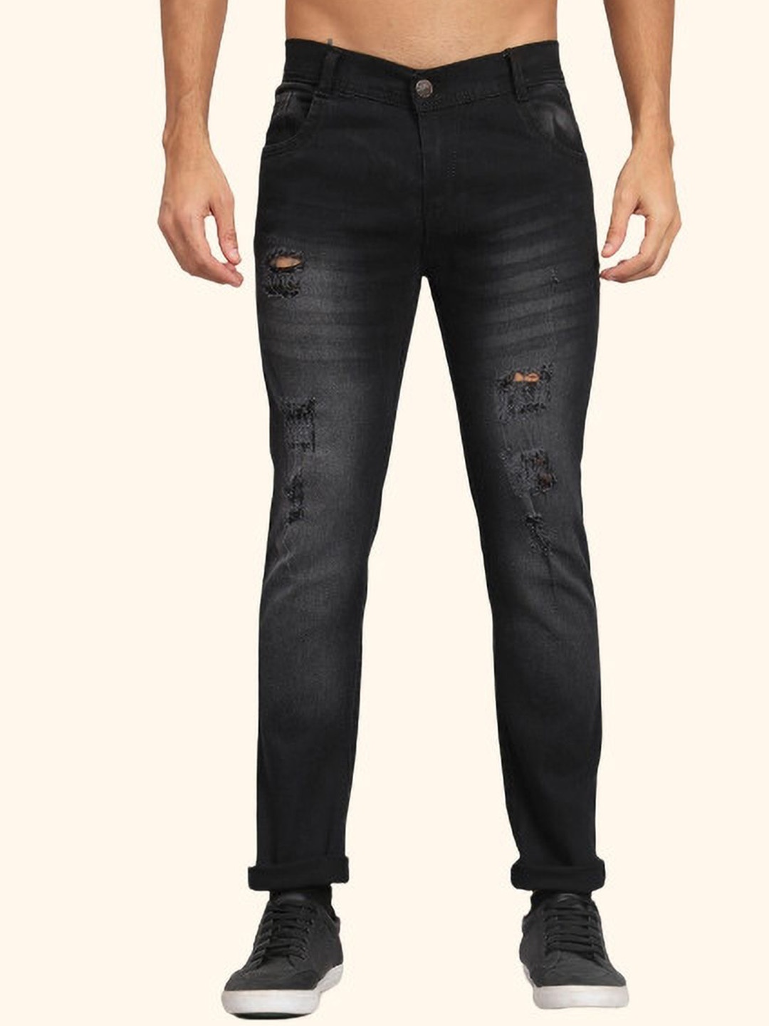 LINARIA Men Classic Slim Fit Mildly Distressed Light Fade Cotton Jeans, Black
LINARIA Men Classic Slim Fit Mildly Distressed Light Fade Cotton Jeans, Black