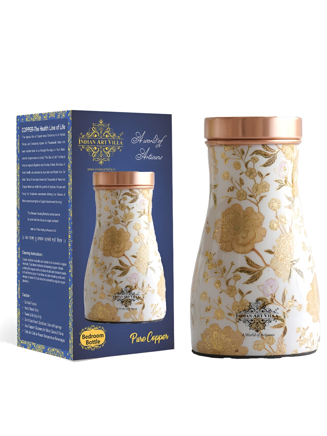 INDIAN ART VILLA Gold-Toned & White Copper Printed Single Wall Vacuum Water Bottle - 800ml
INDIAN ART VILLA Gold-Toned & White Copper Printed Single Wall Vacuum Water Bottle - 800ml