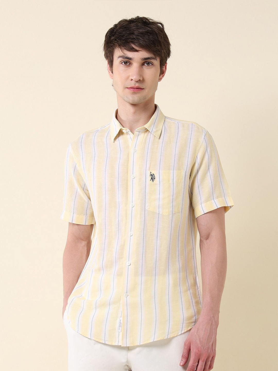 U.S. Polo Assn. Men Classic Tailored Fit Vertical Striped Cotton Casual Shirt, Yellow
U.S. Polo Assn. Men Classic Tailored Fit Vertical Striped Cotton Casual Shirt, Yellow