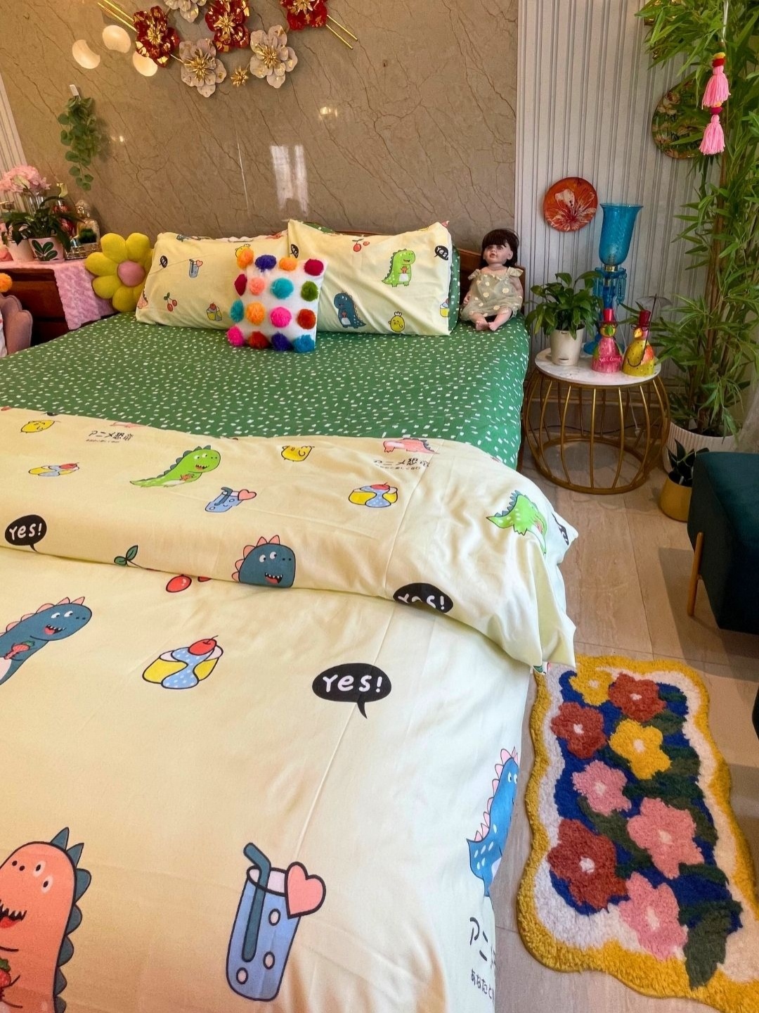 Famyo Yellow & Green 4 Pieces Cartoon Characters Printed AC Room Double King Bedding Set
Famyo Yellow & Green 4 Pieces Cartoon Characters Printed AC Room Double King Bedding Set