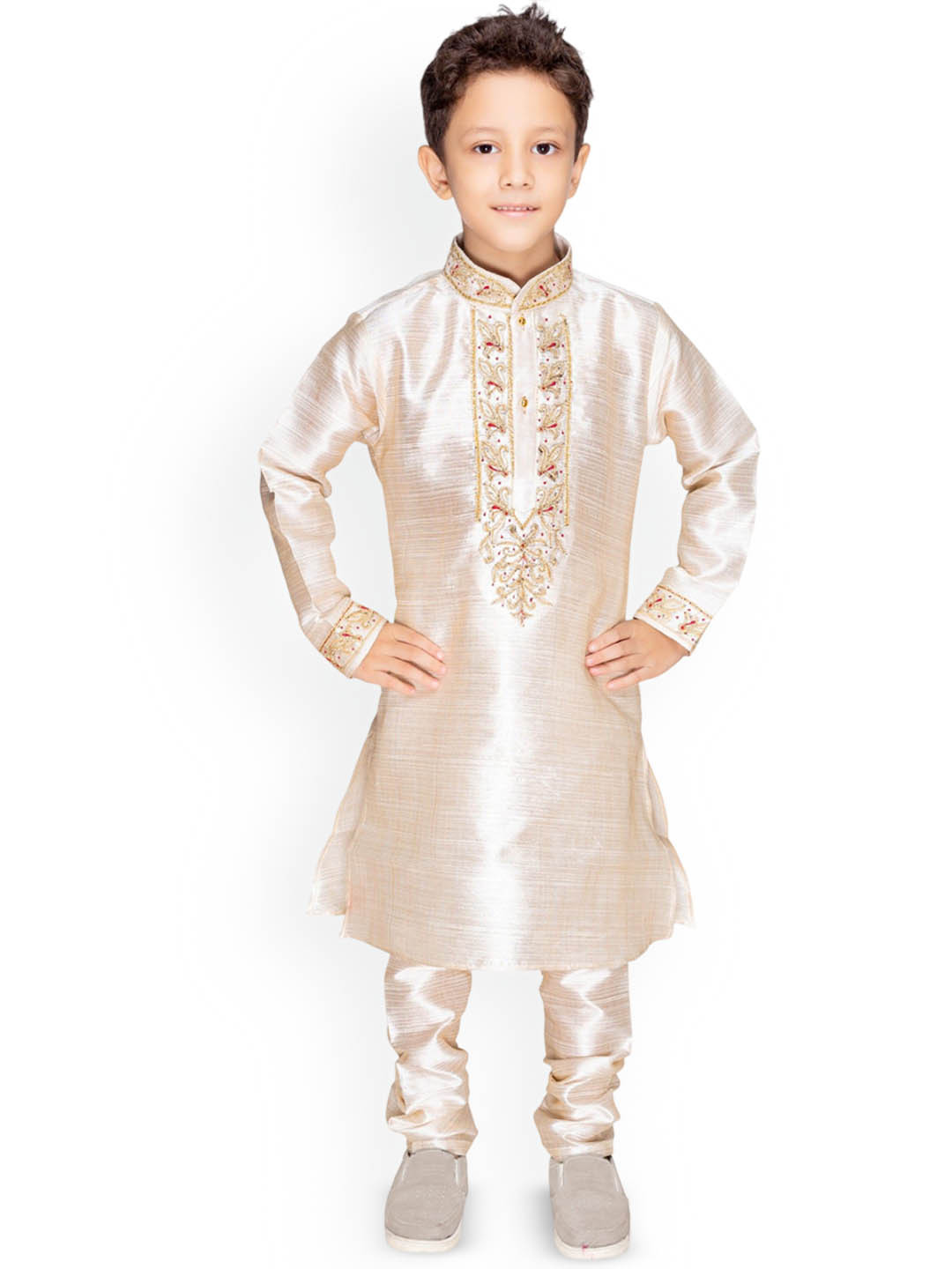 BAESD Boys Floral Embroidered Thread Work Mandarin Collar Straight Kurta With Pyjamas, Off white
BAESD Boys Floral Embroidered Thread Work Mandarin Collar Straight Kurta With Pyjamas, Off white