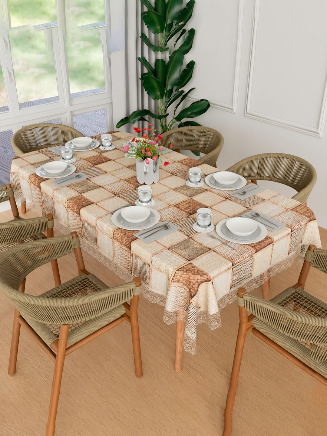 Aura Brown Geometric Printed Waterproof 6-Seater Rectangle 1.52 m x 2.3 m PVC Table Cover
Aura Brown Geometric Printed Waterproof 6-Seater Rectangle 1.52 m x 2.3 m PVC Table Cover