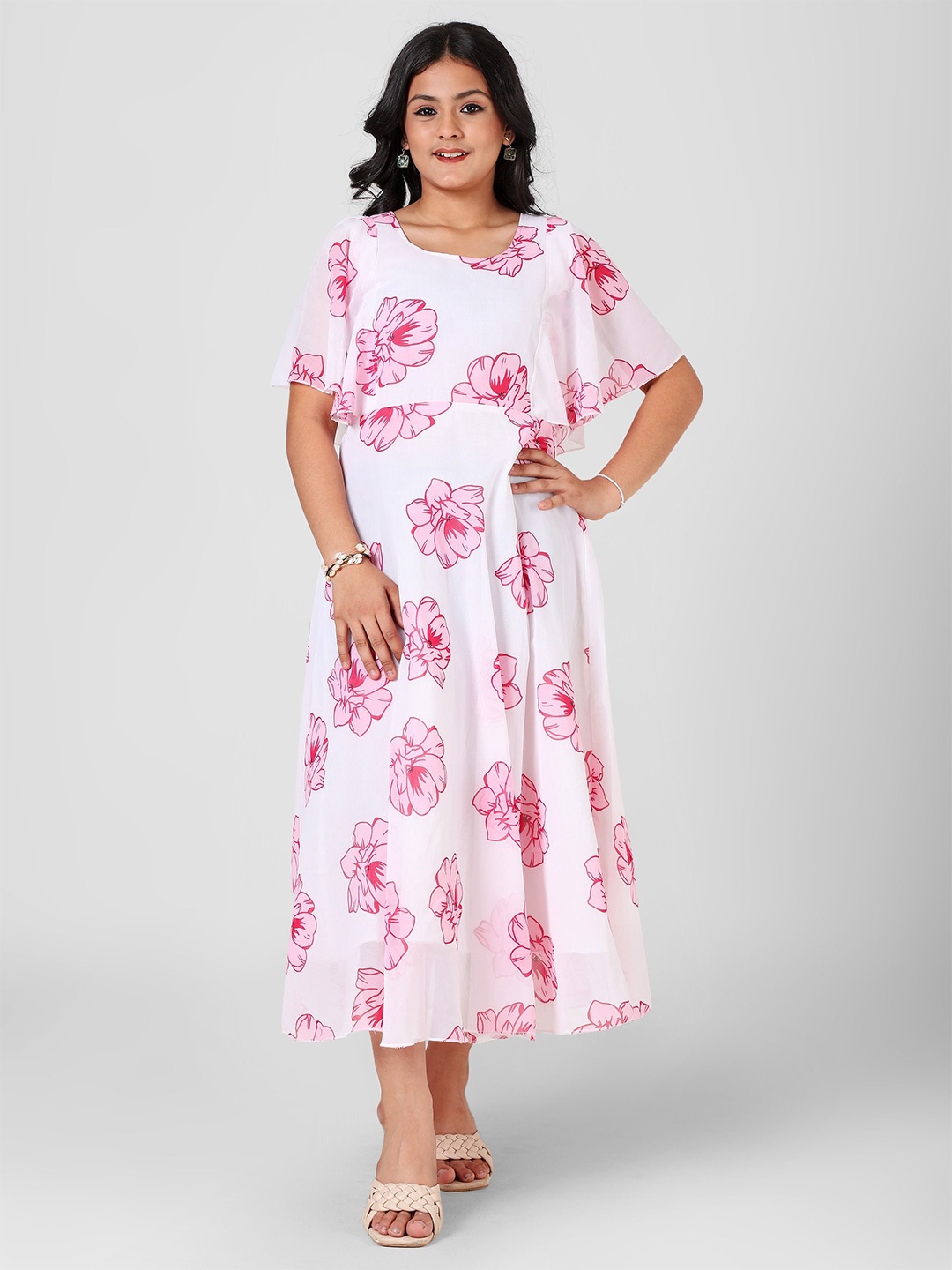 Aarya Designer Girls Floral Print Flared Sleeves Georgette Fit & Flare Midi Dress, Pink
Aarya Designer Girls Floral Print Flared Sleeves Georgette Fit & Flare Midi Dress, Pink