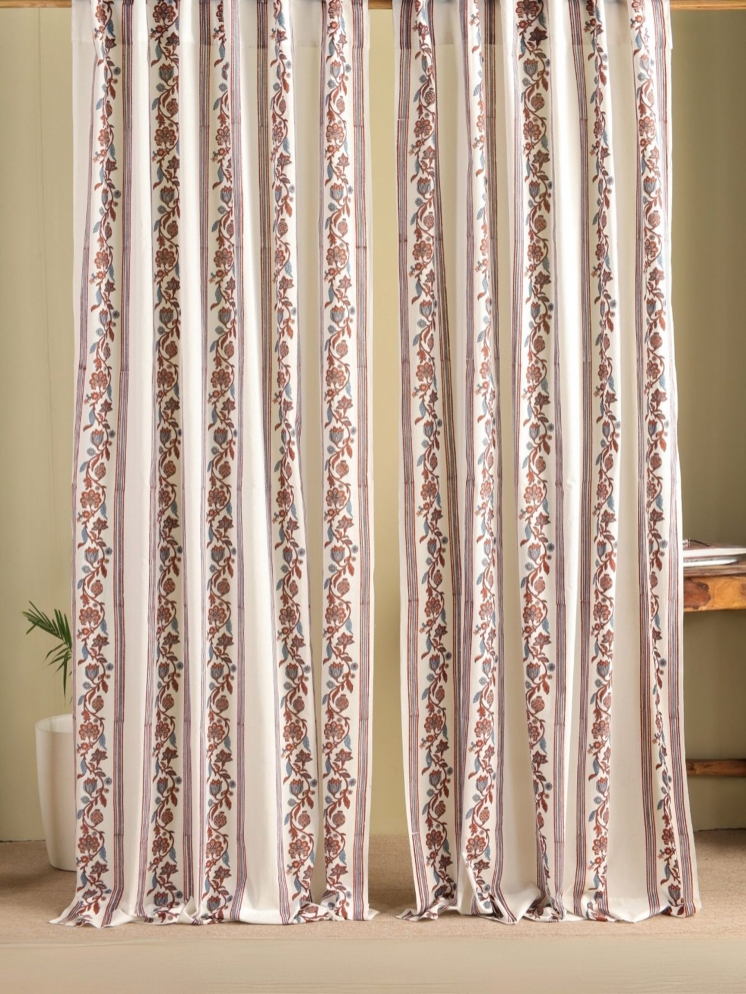 Peepul Tree Chintz Cream-Coloured & Brown 2 Pieces Cotton Floral Sheer Door Curtains
Peepul Tree Chintz Cream-Coloured & Brown 2 Pieces Cotton Floral Sheer Door Curtains