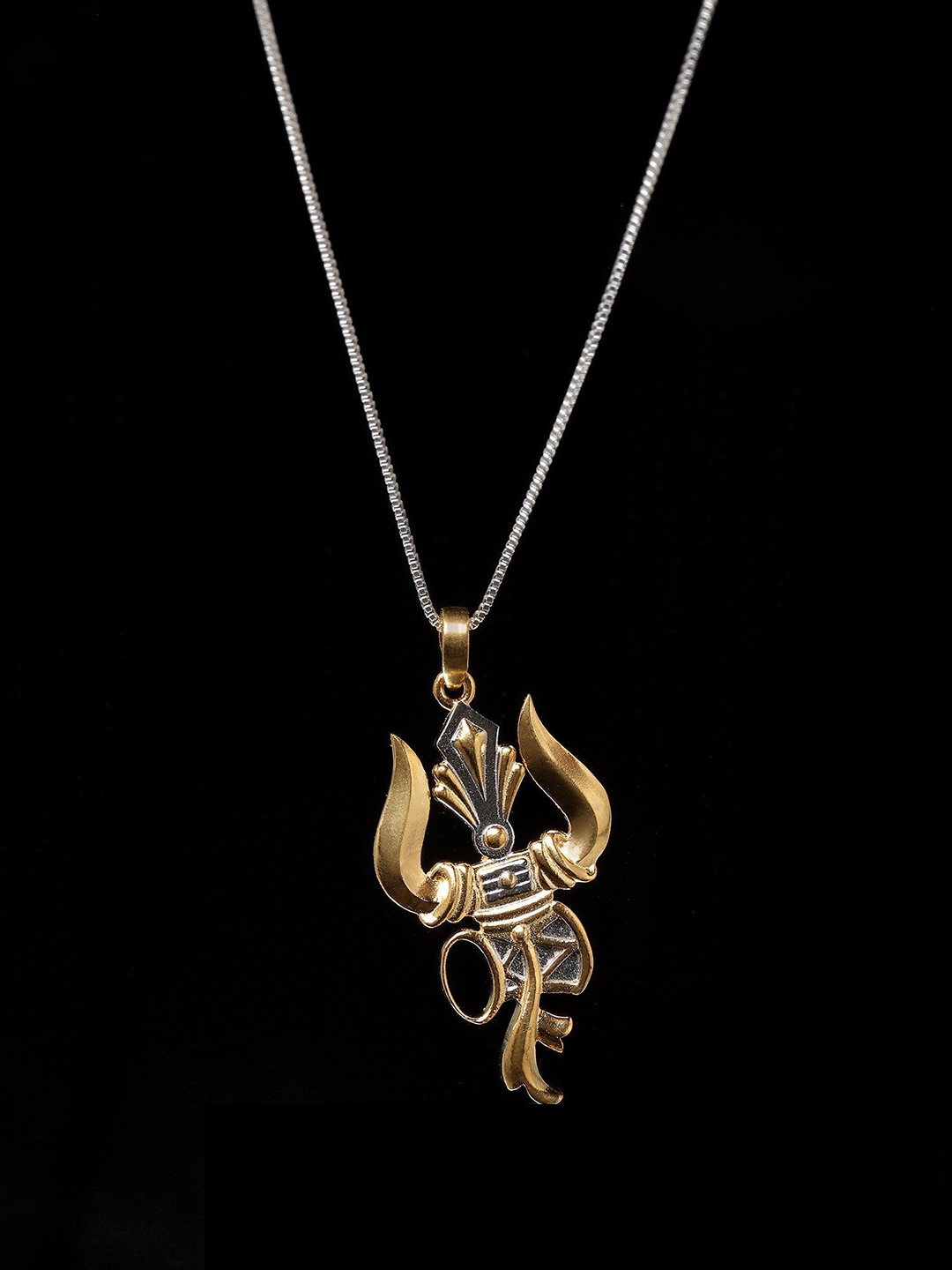 Exotic India Gold-Plated Sterling Silver Contemporary Cubic Zirconia Trishul Damru Pendant
Exotic India Gold-Plated Sterling Silver Contemporary Cubic Zirconia Trishul Damru Pendant