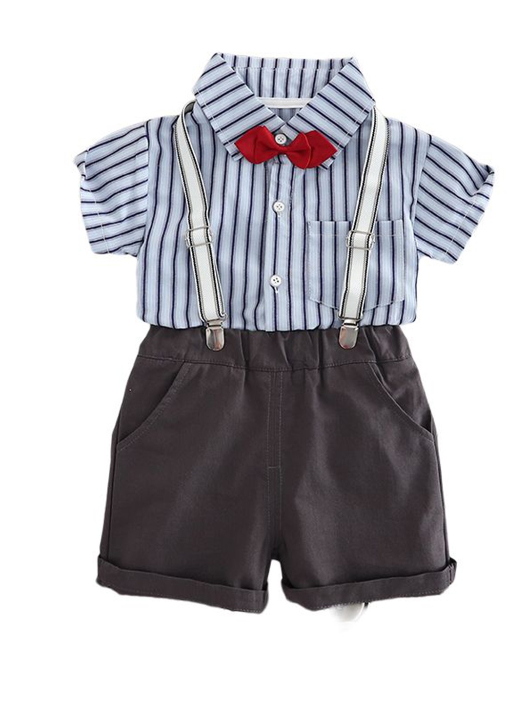 StyleCast x Revolte Boys Striped Shirt Collar Pure Cotton Shirt with Shorts & Suspender, Blue
StyleCast x Revolte Boys Striped Shirt Collar Pure Cotton Shirt with Shorts & Suspender, Blue