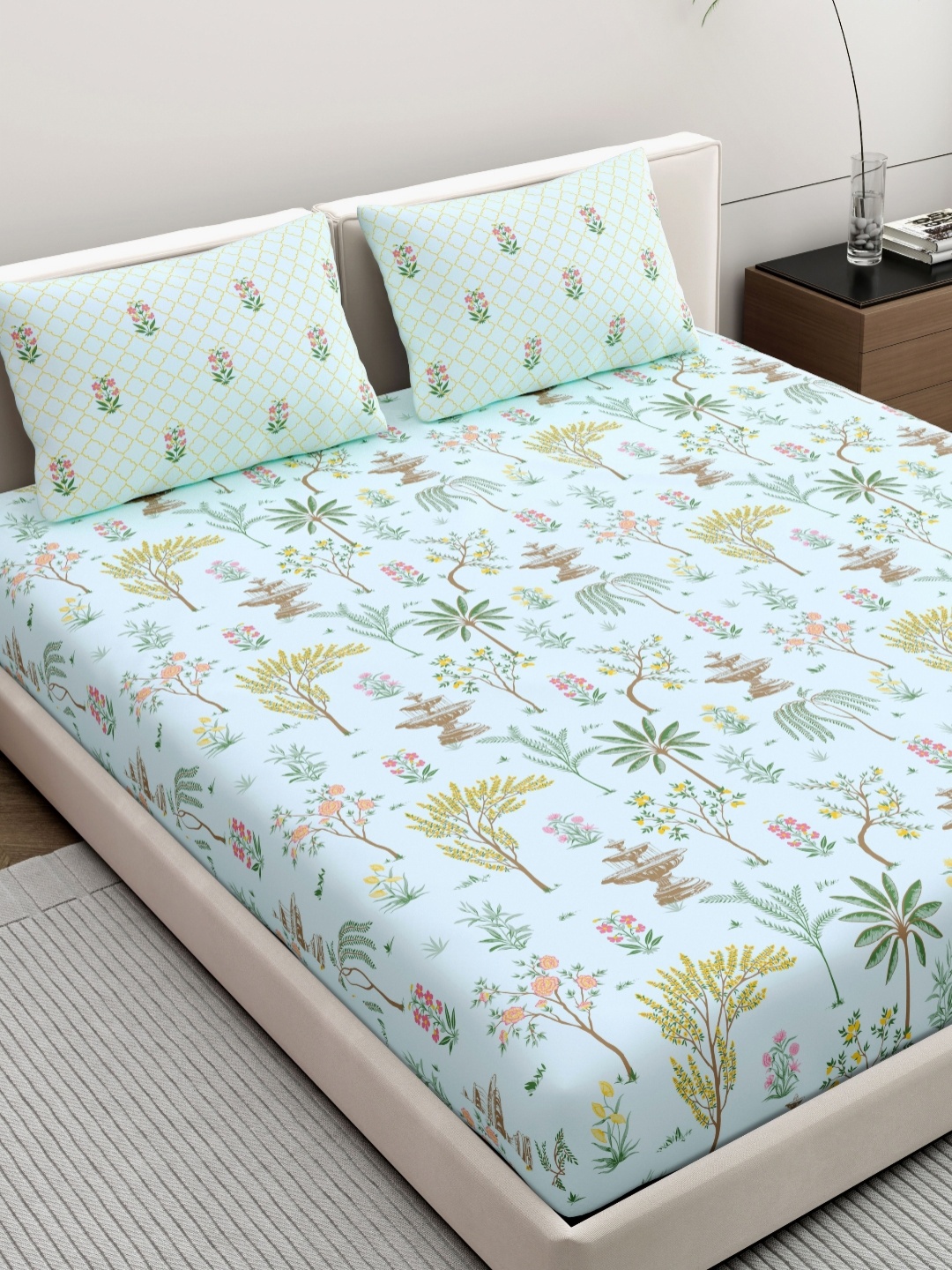 Dreamscape Blue & Green Ethnic Motifs Pure Cotton 200 TC King Bedsheet Set- 2.49m X 2.74 m
Dreamscape Blue & Green Ethnic Motifs Pure Cotton 200 TC King Bedsheet Set- 2.49m X 2.74 m