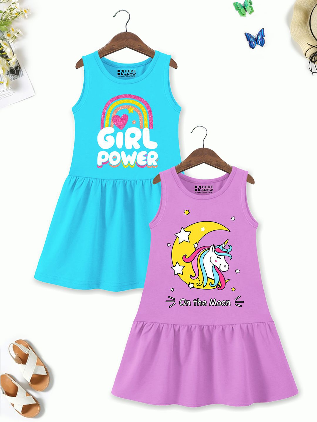 HERE&NOW Girls Pack of 2 Graphic Printed Round Neck Sleeveless Cotton Drop-Waist Dress, Purple
HERE&NOW Girls Pack of 2 Graphic Printed Round Neck Sleeveless Cotton Drop-Waist Dress, Purple