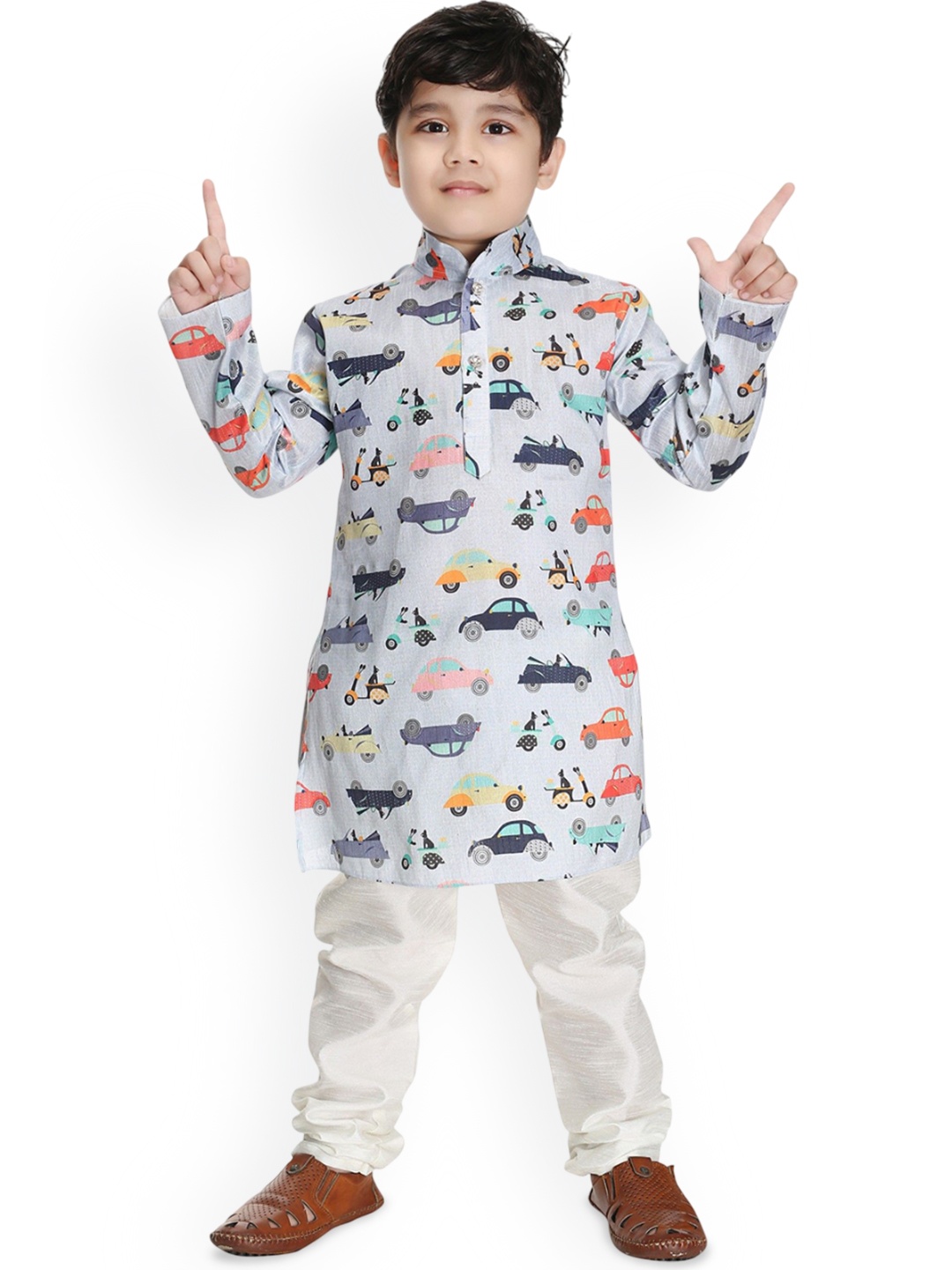 BAESD Boys Quirky Printed Mandarin Collar Art Silk Straight Kurta With Pyjamas, White
BAESD Boys Quirky Printed Mandarin Collar Art Silk Straight Kurta With Pyjamas, White
