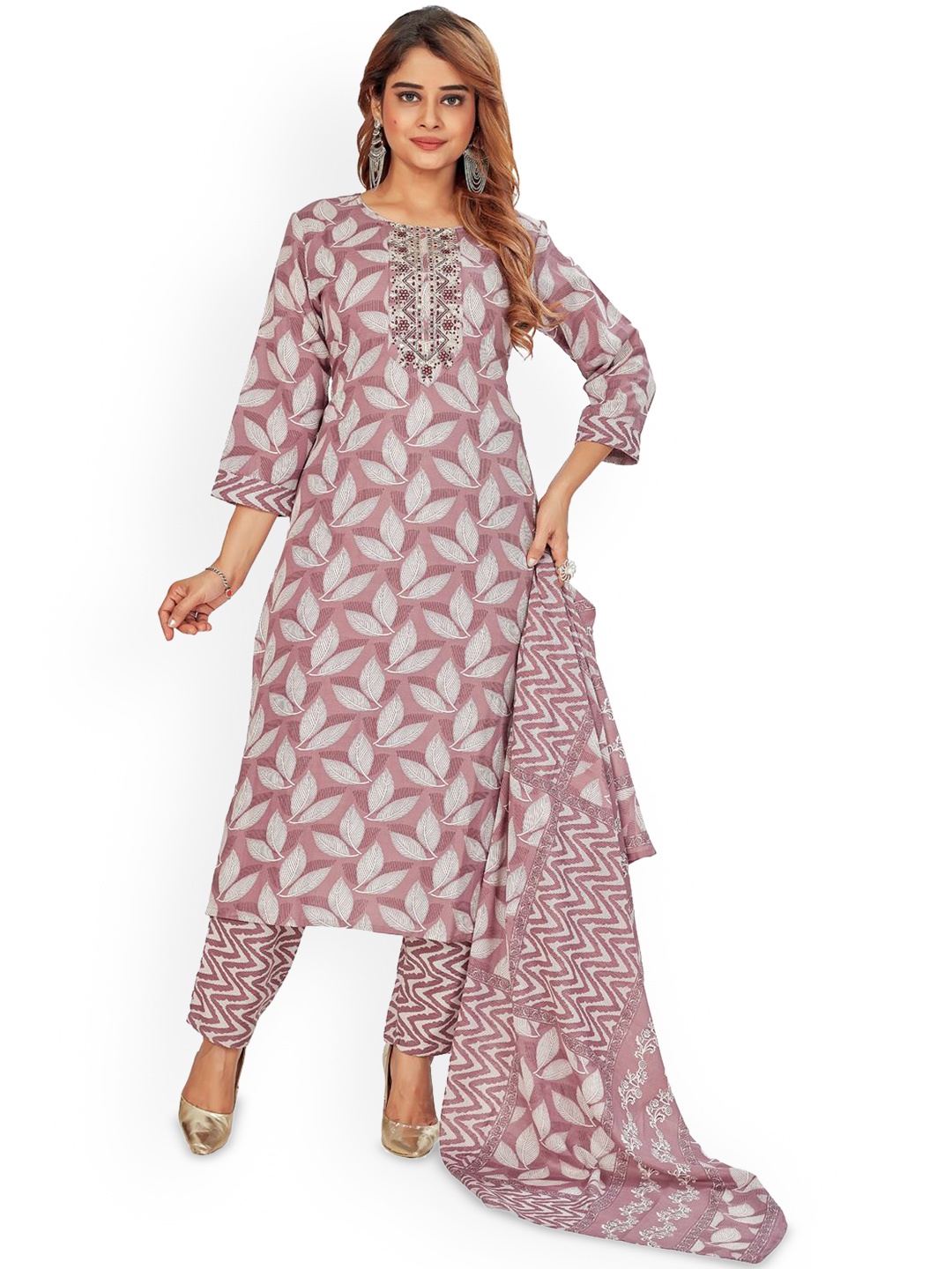 Amchoor Floral Printed Thread Work Pure Cotton Straight Kurta With Trouser & Dupatta, Purple
Amchoor Floral Printed Thread Work Pure Cotton Straight Kurta With Trouser & Dupatta, Purple