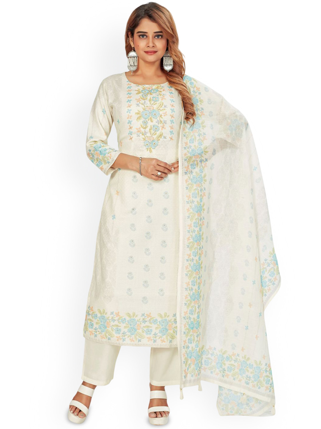 Amchoor Floral Printed Thread Work Pure Cotton Straight Kurta With Trouser & Dupatta, Green
Amchoor Floral Printed Thread Work Pure Cotton Straight Kurta With Trouser & Dupatta, Green