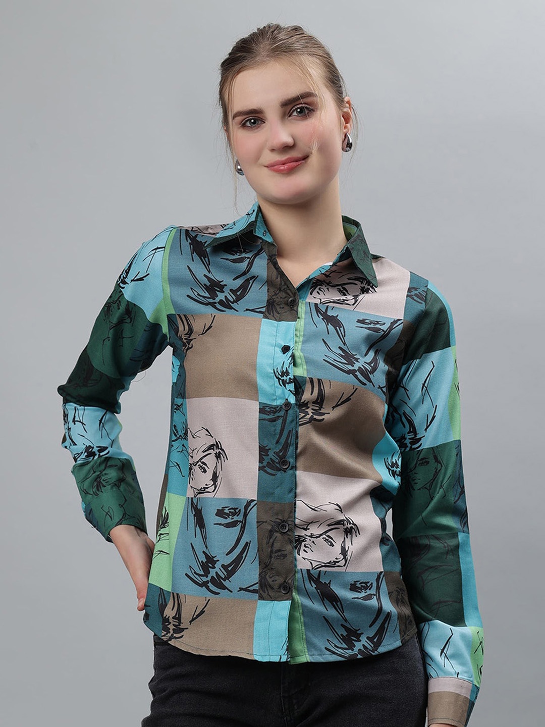 ETRAANA Women Comfort Fit Spread Collar Graphic Printed Cotton Casual Shirt, Green
ETRAANA Women Comfort Fit Spread Collar Graphic Printed Cotton Casual Shirt, Green