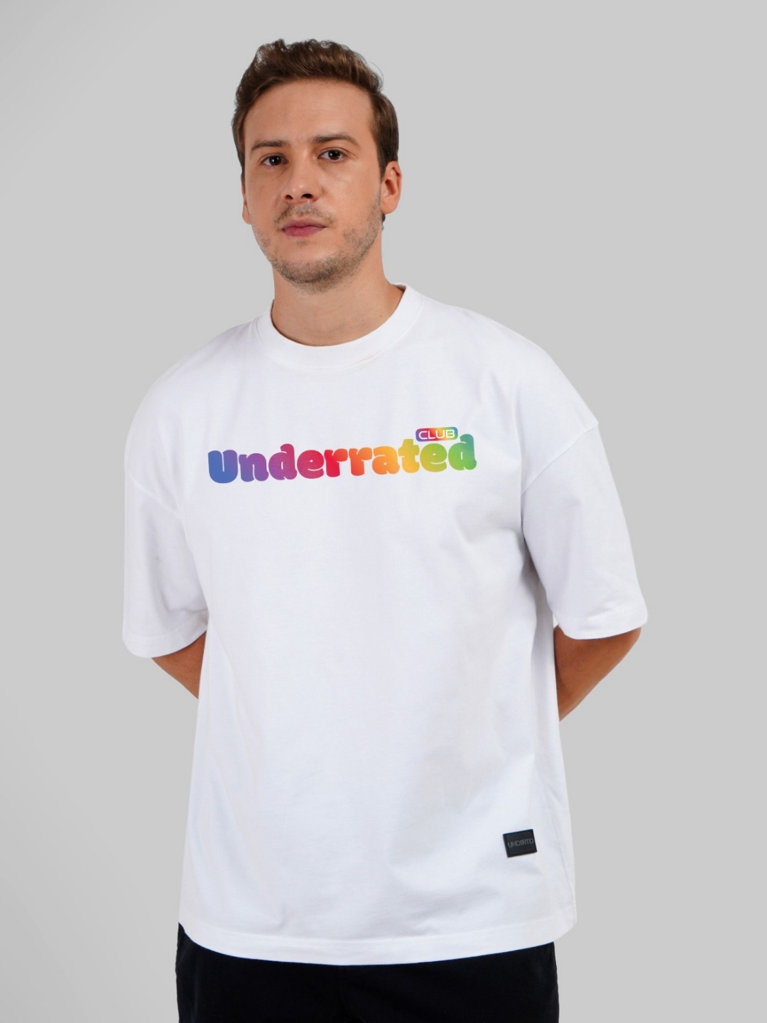 Underrated Club Men Typography Drop-Shoulder Sleeves Bio Finish Applique T-shirt, White
Underrated Club Men Typography Drop-Shoulder Sleeves Bio Finish Applique T-shirt, White