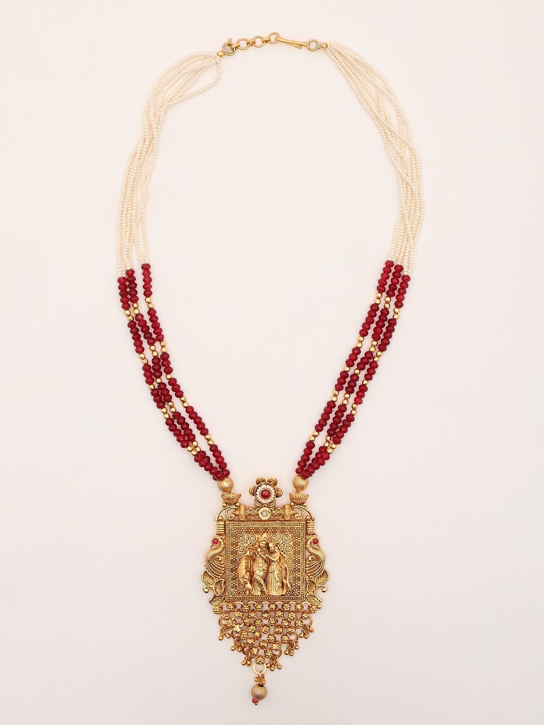 Exotic India Stones Studded & Beaded Strand Radha Krishna Long Necklace & Earrings Set, Gold
Exotic India Stones Studded & Beaded Strand Radha Krishna Long Necklace & Earrings Set, Gold