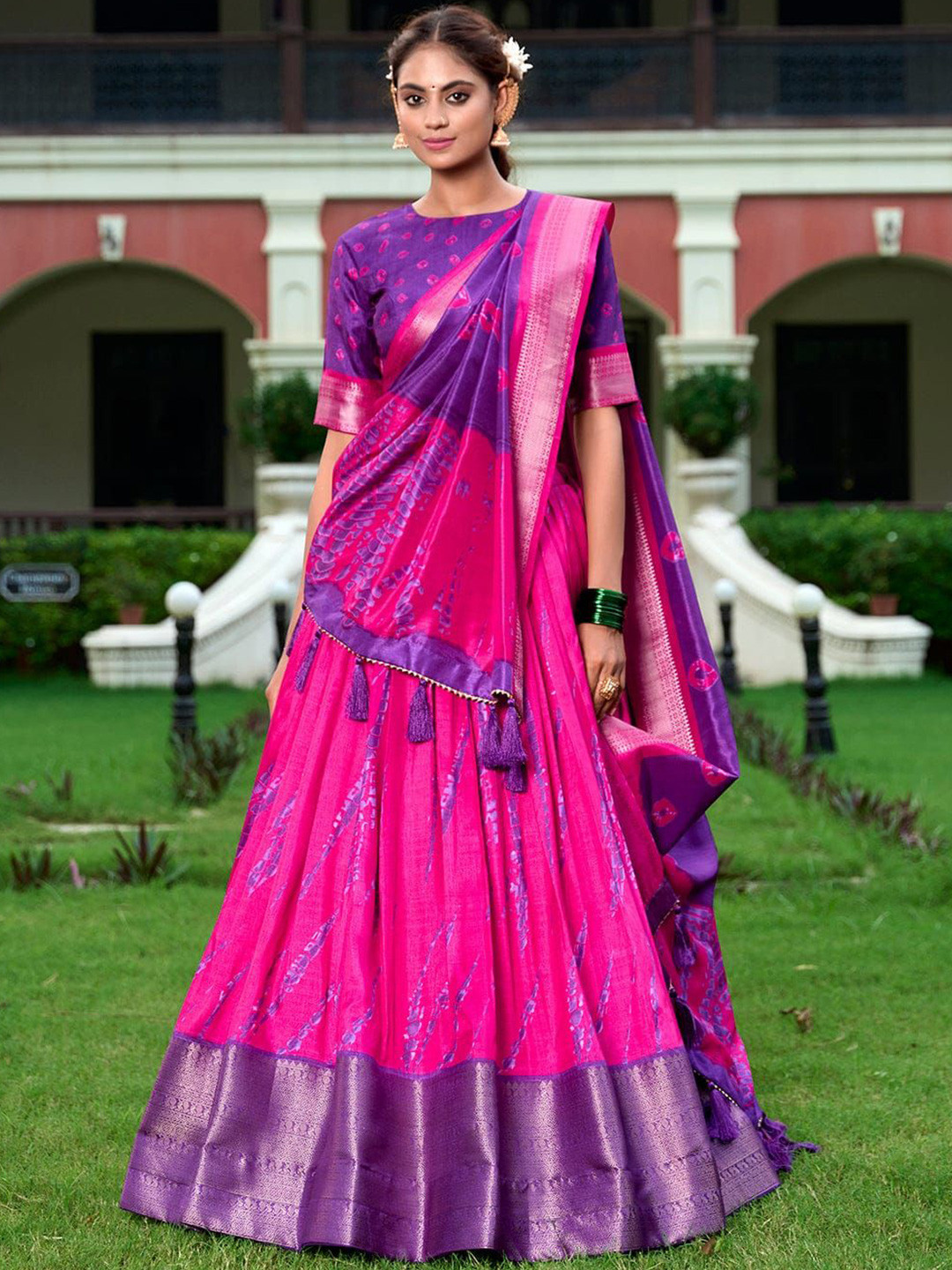 RADHVI BIZ Printed Kalamkari Silk Lehenga And Semi-Stitched Blouse With Dupatta, Purple
RADHVI BIZ Printed Kalamkari Silk Lehenga And Semi-Stitched Blouse With Dupatta, Purple