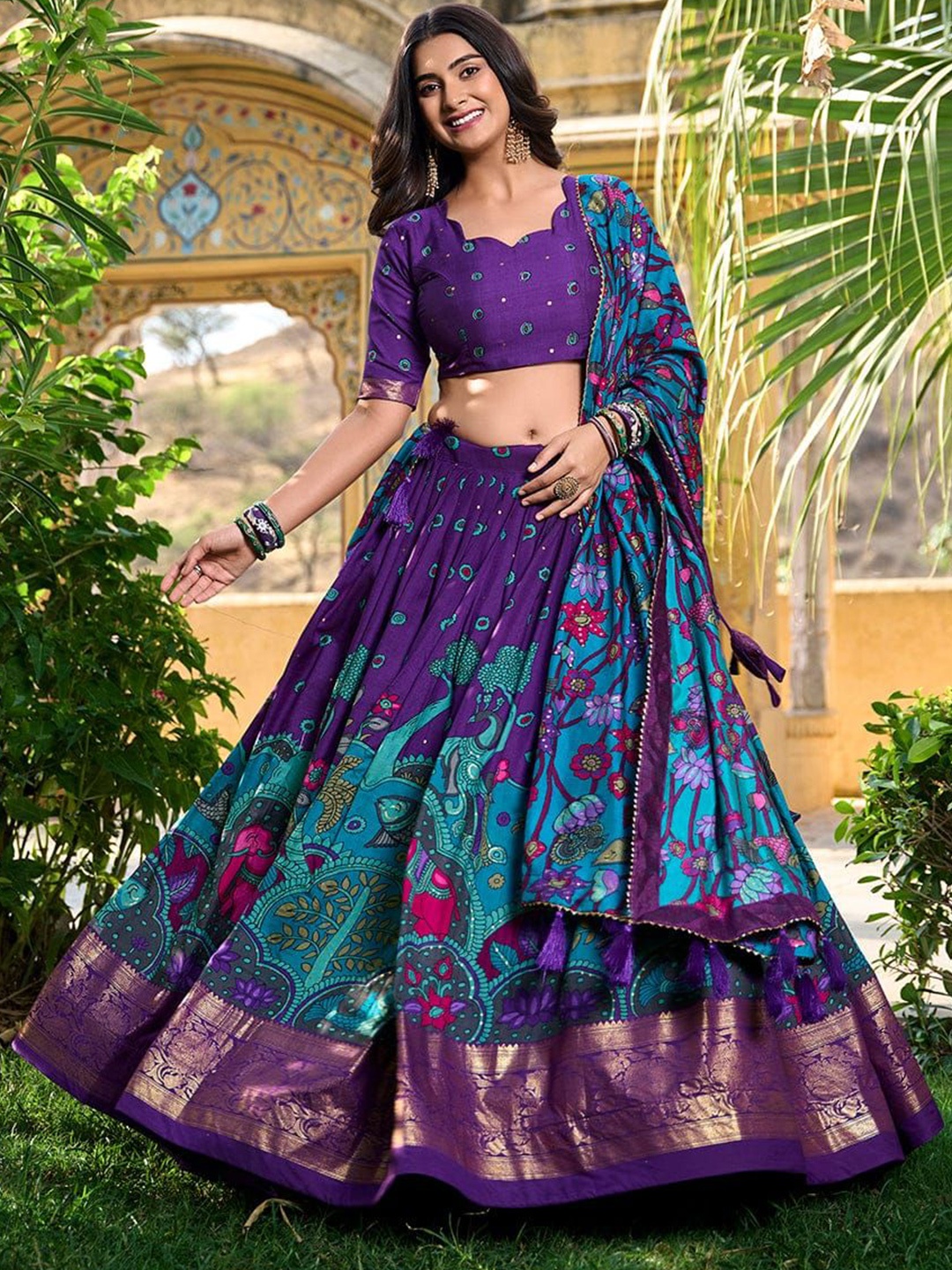 RADHVI BIZ Ethnic Printed Ready to Wear Lehenga & Semi-Stitched Blouse With Dupatta, Purple
RADHVI BIZ Ethnic Printed Ready to Wear Lehenga & Semi-Stitched Blouse With Dupatta, Purple