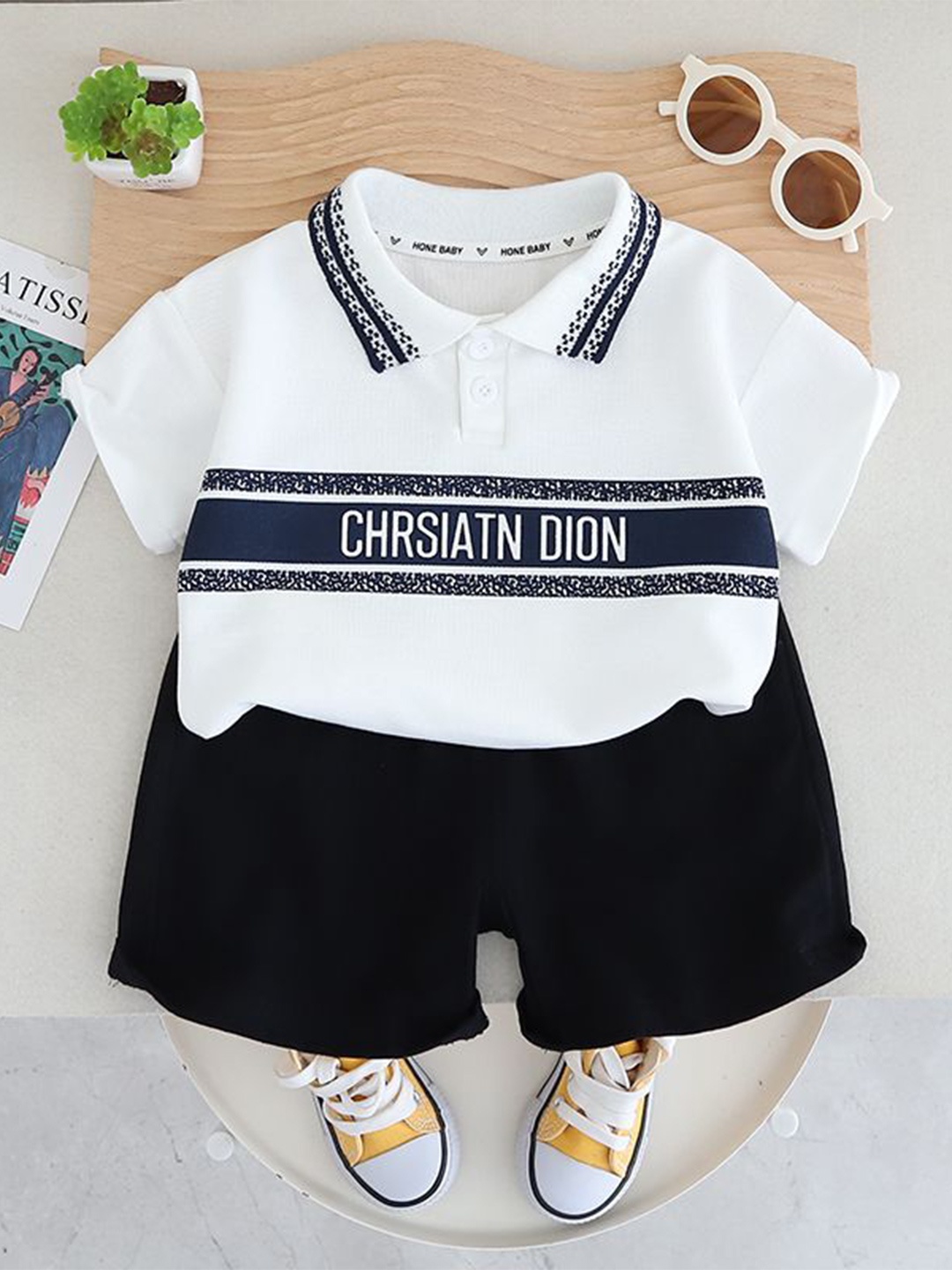 StyleCast x Revolte Boys Printed Polo Collar Pure Cotton T-shirt with Shorts, White
StyleCast x Revolte Boys Printed Polo Collar Pure Cotton T-shirt with Shorts, White