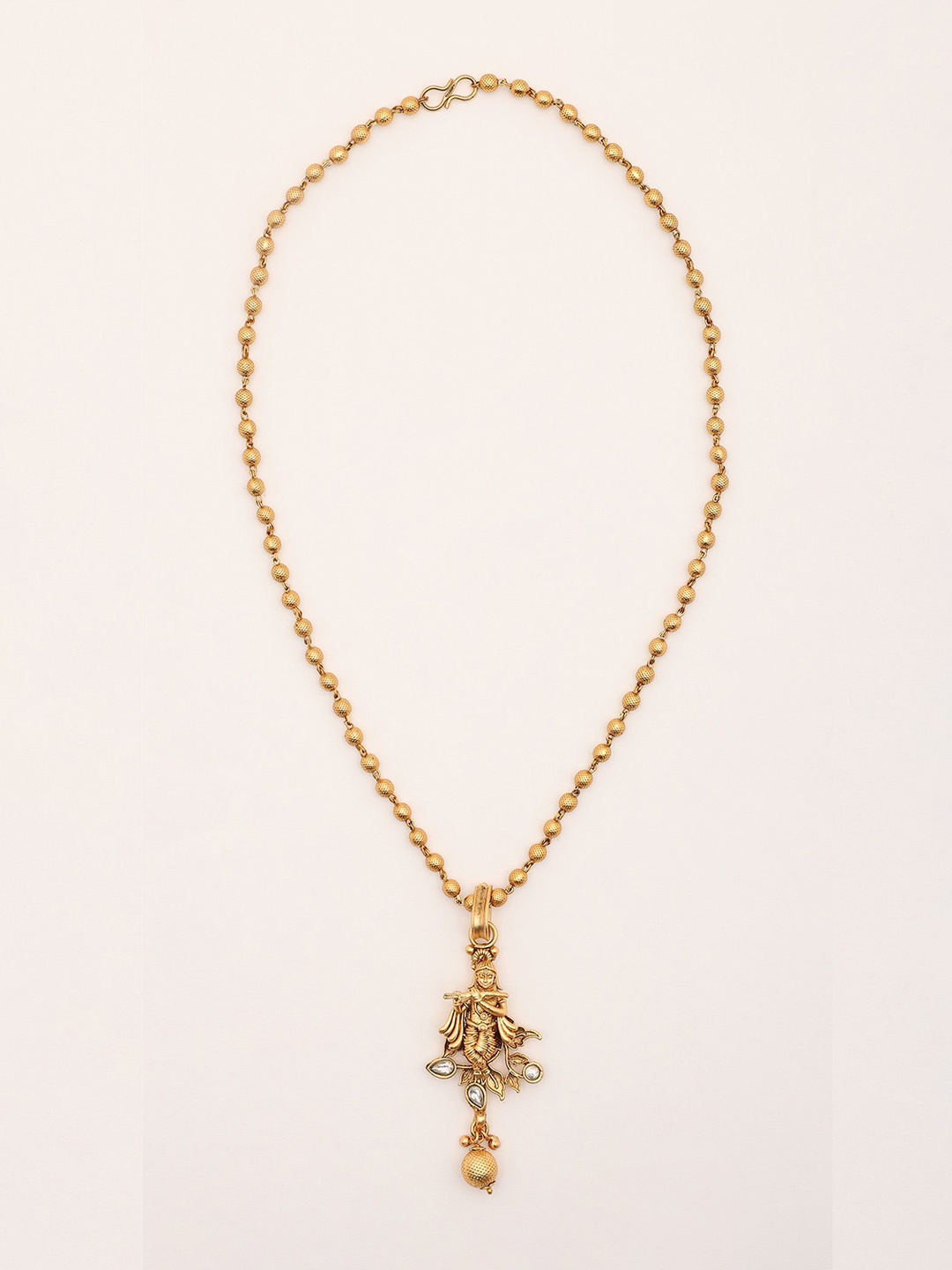 Exotic India Artificial Stones Studded Fluting Krishna Necklace Set with Earrings, Gold
Exotic India Artificial Stones Studded Fluting Krishna Necklace Set with Earrings, Gold