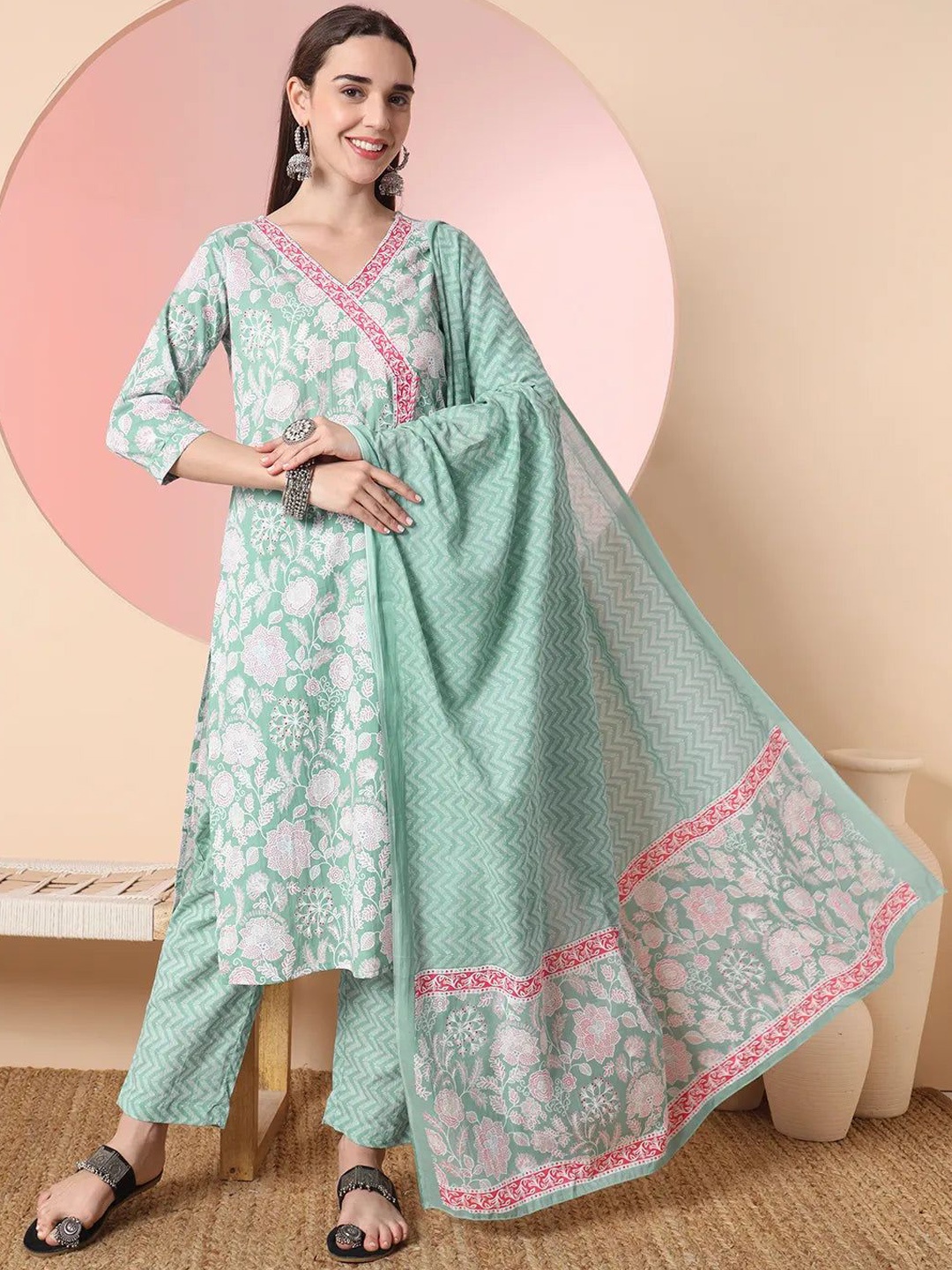 MissKurti Women Floral Printed Regular Pure Cotton Kurta with Trousers & With Dupatta, Sea green
MissKurti Women Floral Printed Regular Pure Cotton Kurta with Trousers & With Dupatta, Sea green