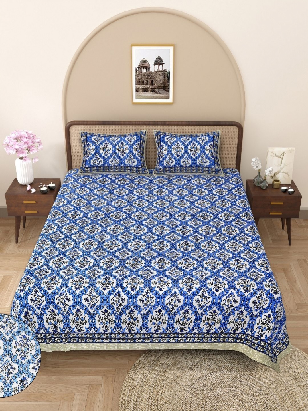 COLOURSBLOCK Blue & Green Floral Printed Cotton 144 TC Queen Bedsheet Set 2.40 m x 2.15 m
COLOURSBLOCK Blue & Green Floral Printed Cotton 144 TC Queen Bedsheet Set 2.40 m x 2.15 m