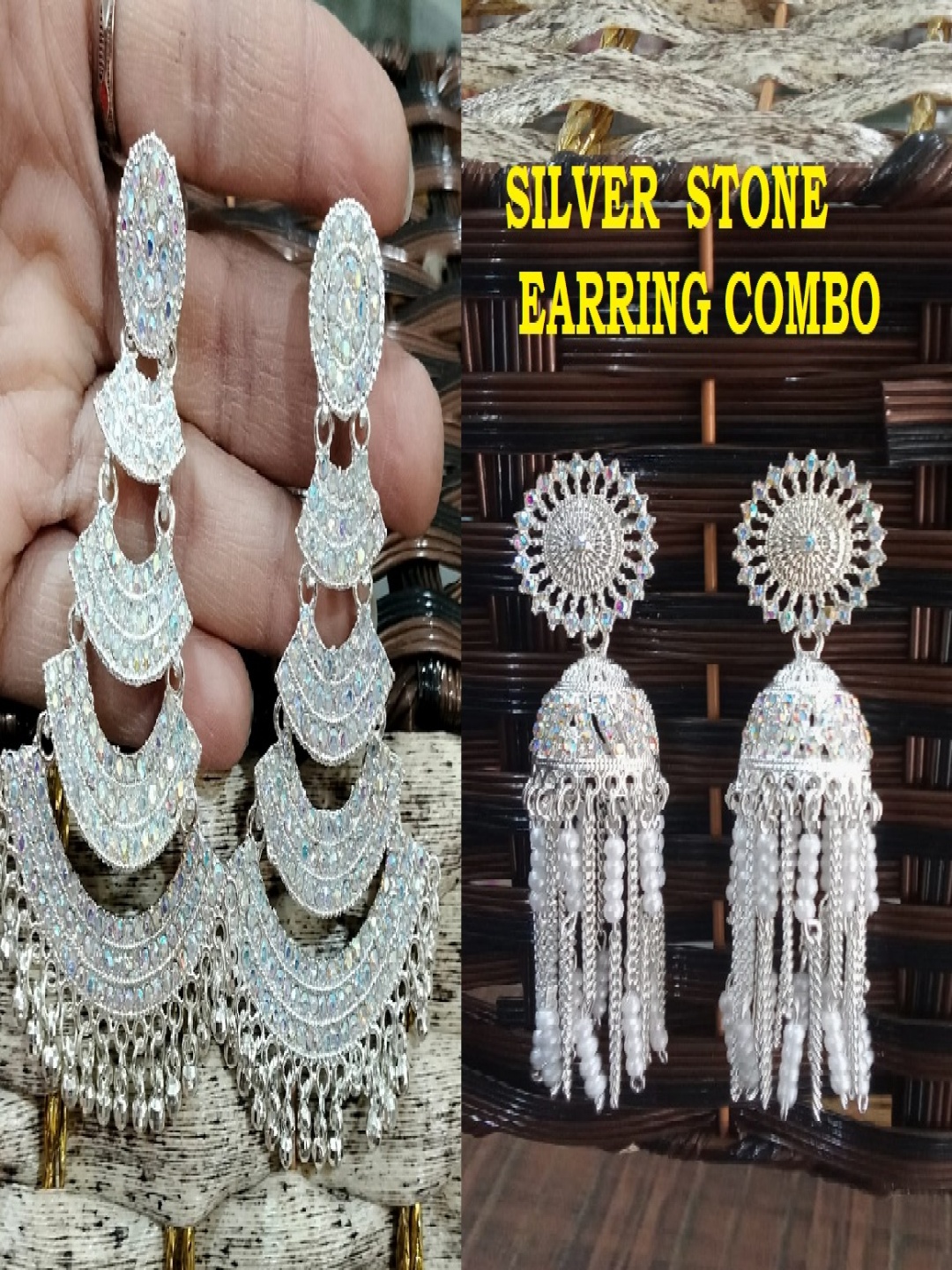 JMBW INTERNATIONAL Silver-Plated Artificial Beads Beaded Contemporary Chandbali Earrings
JMBW INTERNATIONAL Silver-Plated Artificial Beads Beaded Contemporary Chandbali Earrings