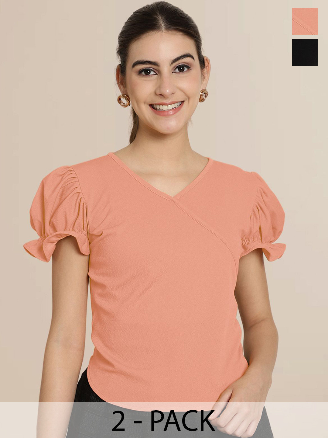 Tromko Puff Sleeve Top, Multi 
Tromko Puff Sleeve Top, Multi