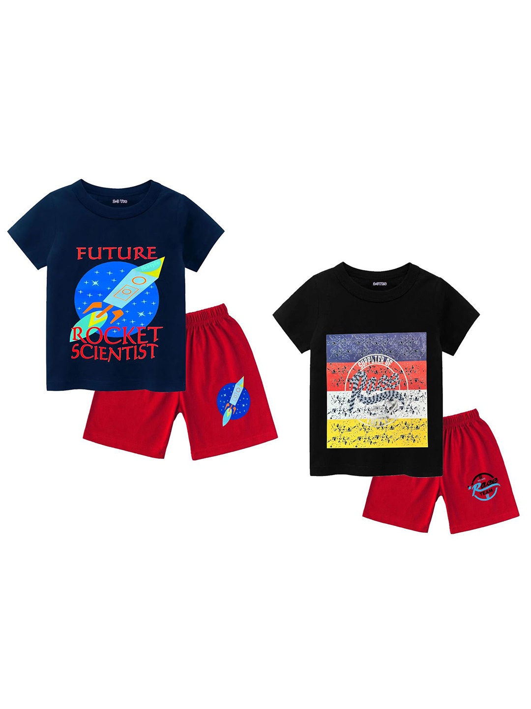 FRENCH KLEIDER Infants Pack Of 2 Printed Round Neck Pure Cotton T-shirt With Shorts, Black
FRENCH KLEIDER Infants Pack Of 2 Printed Round Neck Pure Cotton T-shirt With Shorts, Black
