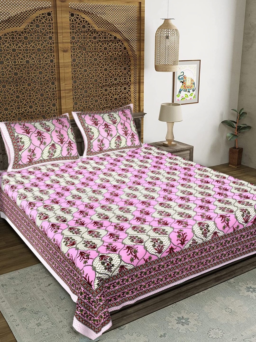 COLOURSBLOCK Purple & Green Floral Printed Cotton 180 TC King Bedsheet Set 2.75 m x 2.35 m
COLOURSBLOCK Purple & Green Floral Printed Cotton 180 TC King Bedsheet Set 2.75 m x 2.35 m
