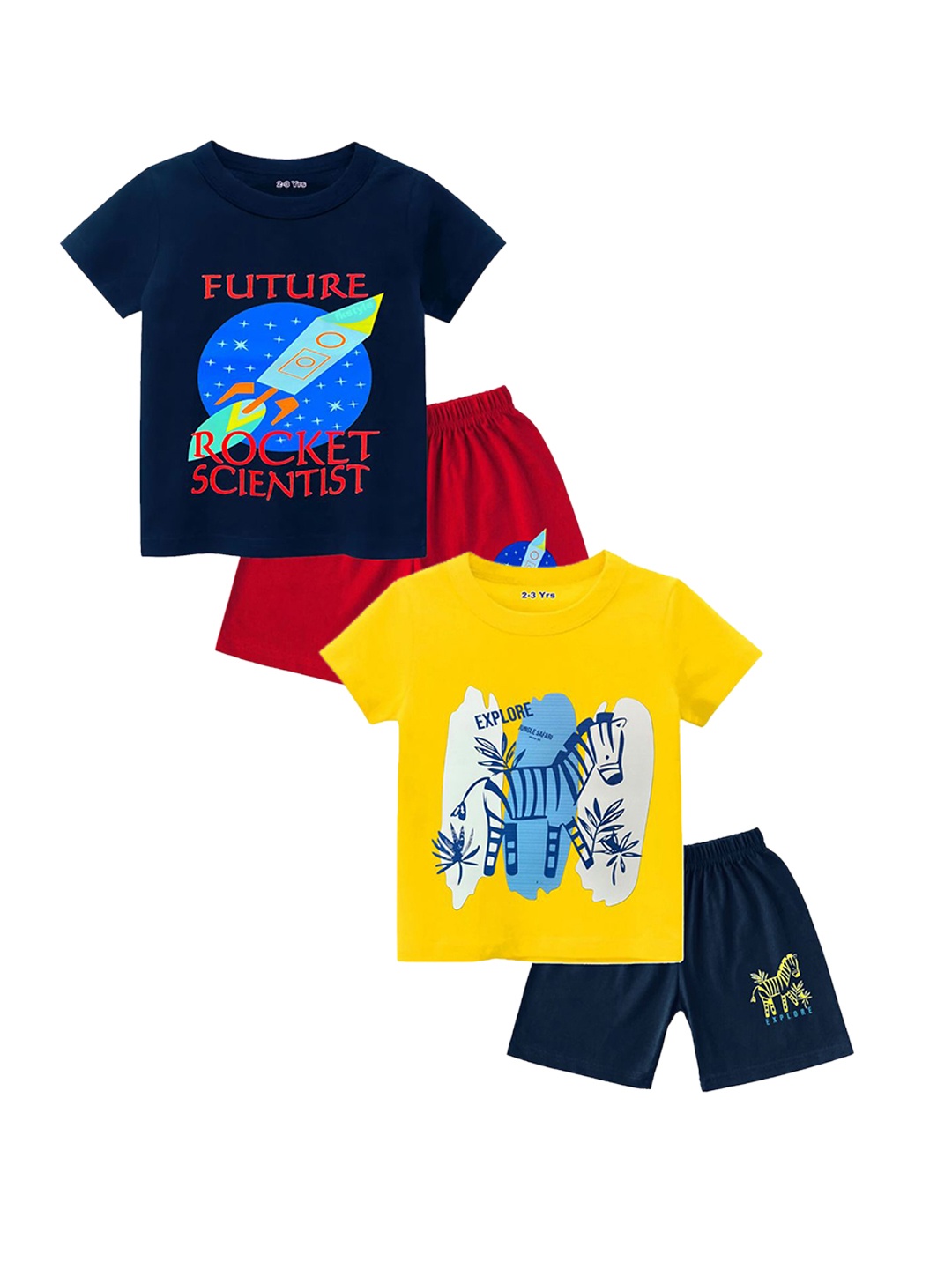 FRENCH KLEIDER Boys Pack Of 2 Printed Round Neck Pure Cotton T-shirt With Shorts, Yellow
FRENCH KLEIDER Boys Pack Of 2 Printed Round Neck Pure Cotton T-shirt With Shorts, Yellow