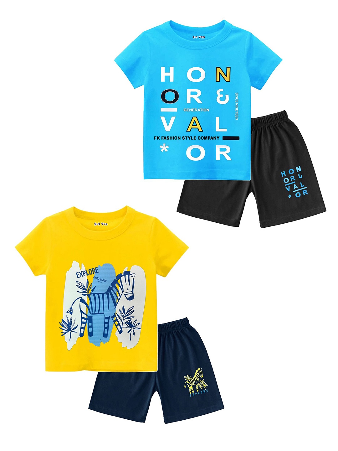 FRENCH KLEIDER Boys Pack Of 2 Printed Round Neck Pure Cotton T-shirt With Shorts, Yellow
FRENCH KLEIDER Boys Pack Of 2 Printed Round Neck Pure Cotton T-shirt With Shorts, Yellow