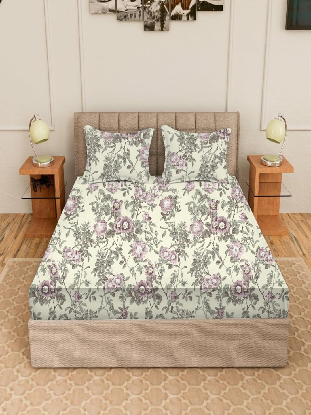 Trance Home Linen Cotton Printed 180TC King Fitted Bedsheet with 2 Pillow Covers, Cream
Trance Home Linen Cotton Printed 180TC King Fitted Bedsheet with 2 Pillow Covers, Cream