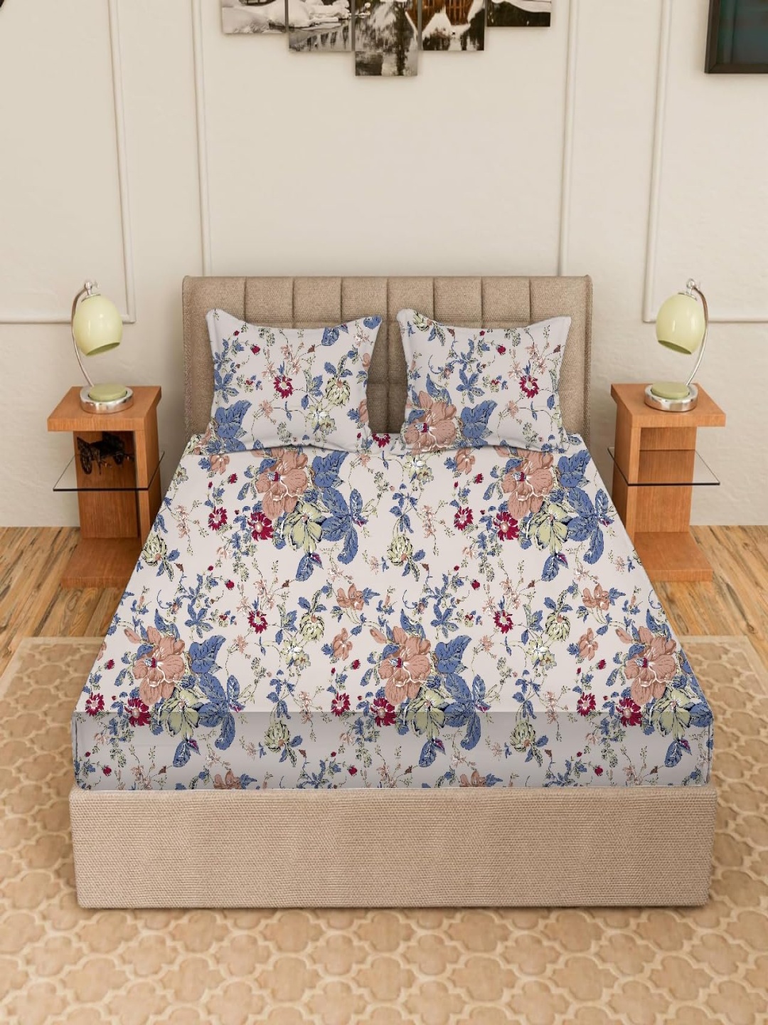 Trance Home Linen Printed 180TC Cotton King Fitted Bedsheet with 1 Pillow Covers, White
Trance Home Linen Printed 180TC Cotton King Fitted Bedsheet with 1 Pillow Covers, White