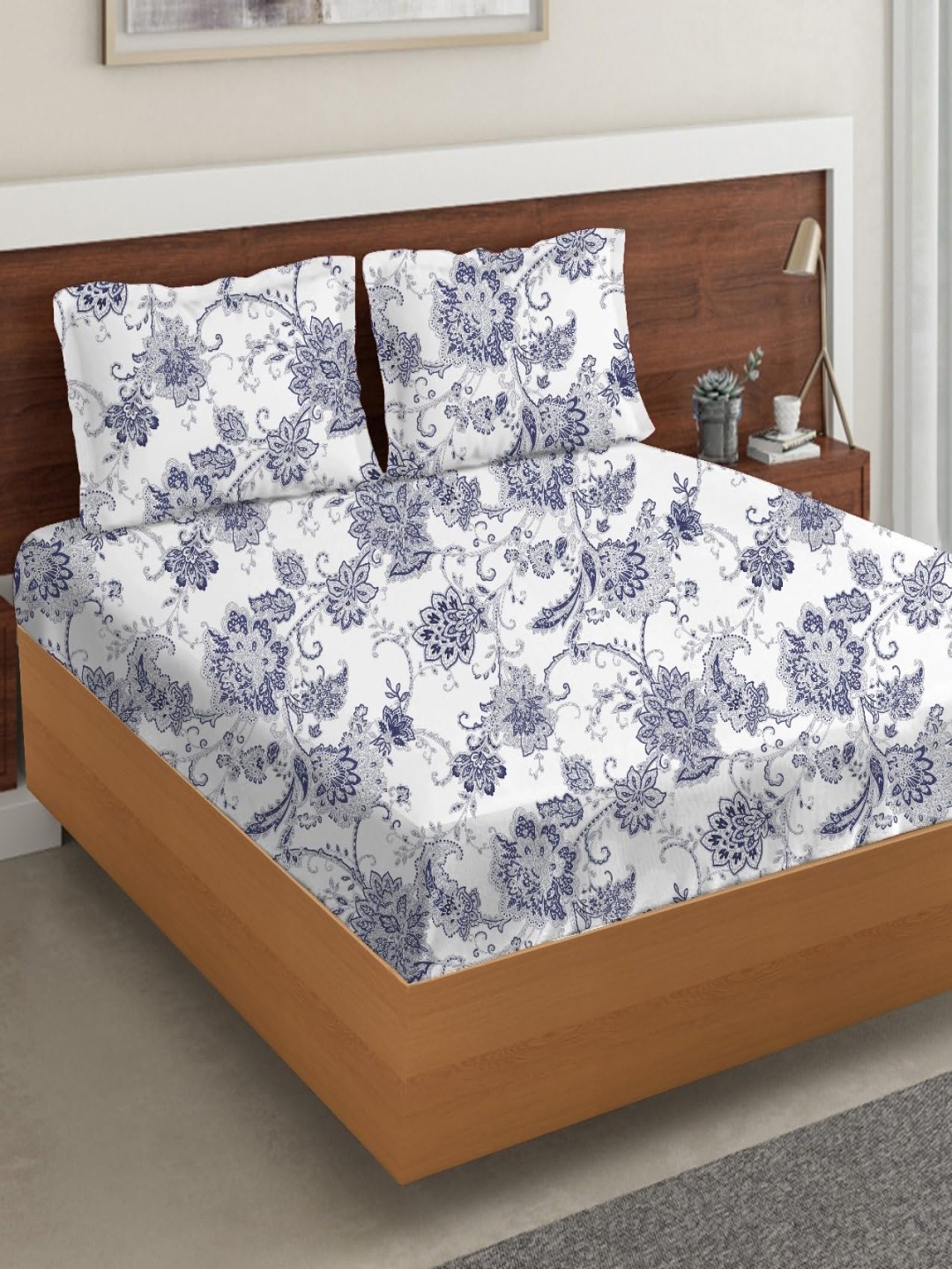 Trance Home Linen Floral Printed 180TC Cotton Single Fitted Bedsheet with 1 Pillow Cover, Blue
Trance Home Linen Floral Printed 180TC Cotton Single Fitted Bedsheet with 1 Pillow Cover, Blue