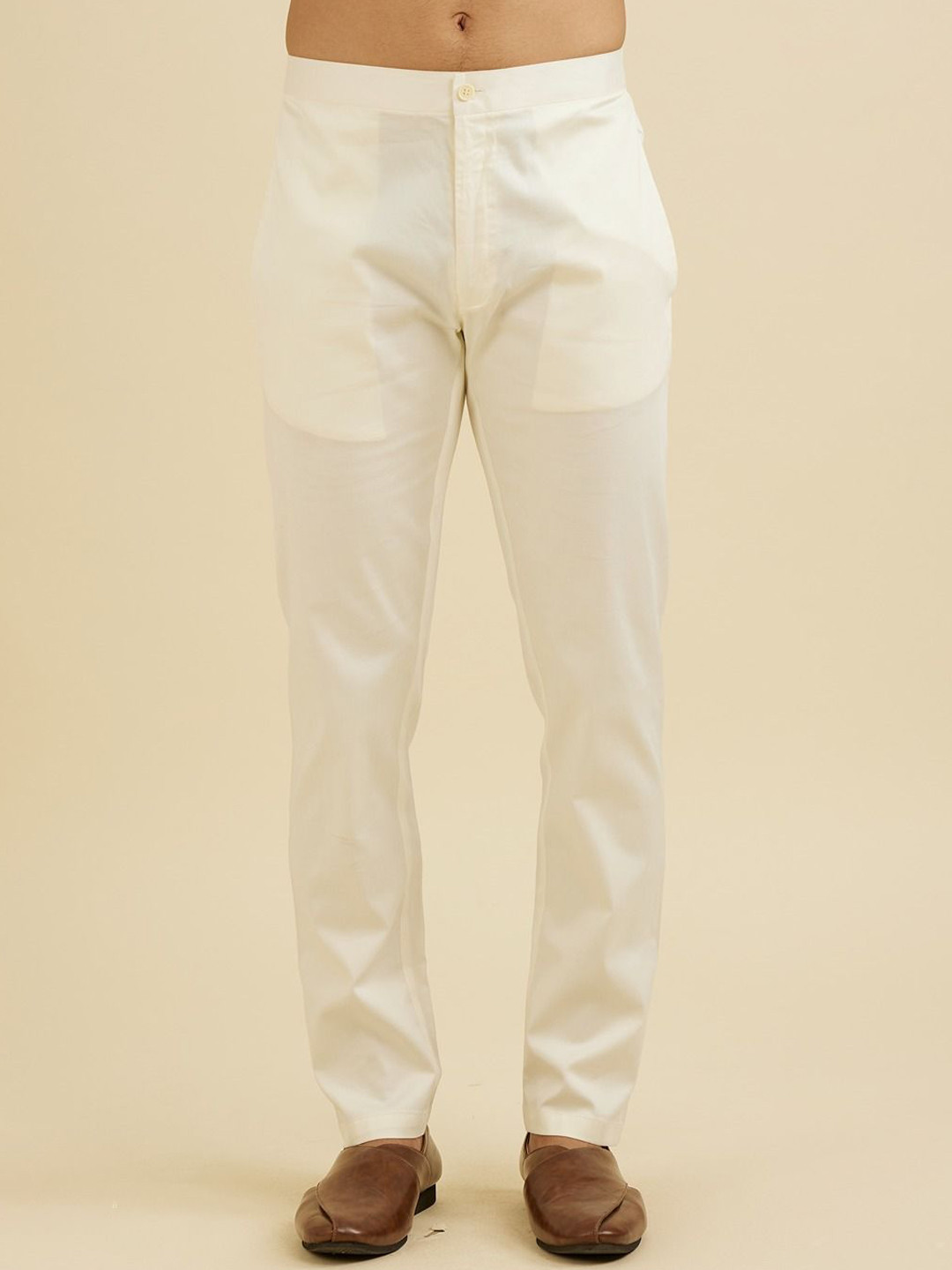 Manyavar Men Relaxed Trousers, White
Manyavar Men Relaxed Trousers, White