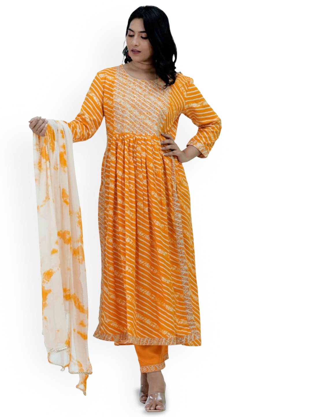 Silselah Embroidered Gotta Patti Round Neck Pure Cotton Kurta with Trousers & Dupatta, Yellow
Silselah Embroidered Gotta Patti Round Neck Pure Cotton Kurta with Trousers & Dupatta, Yellow