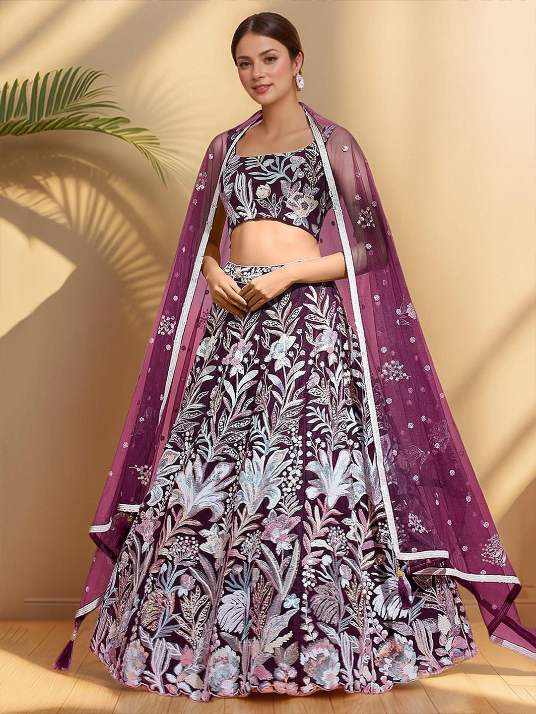 FABPIXEL Embroidered Sequinned Semi-Stitched Lehenga & Unstitched Blouse With Dupatta, Purple
FABPIXEL Embroidered Sequinned Semi-Stitched Lehenga & Unstitched Blouse With Dupatta, Purple