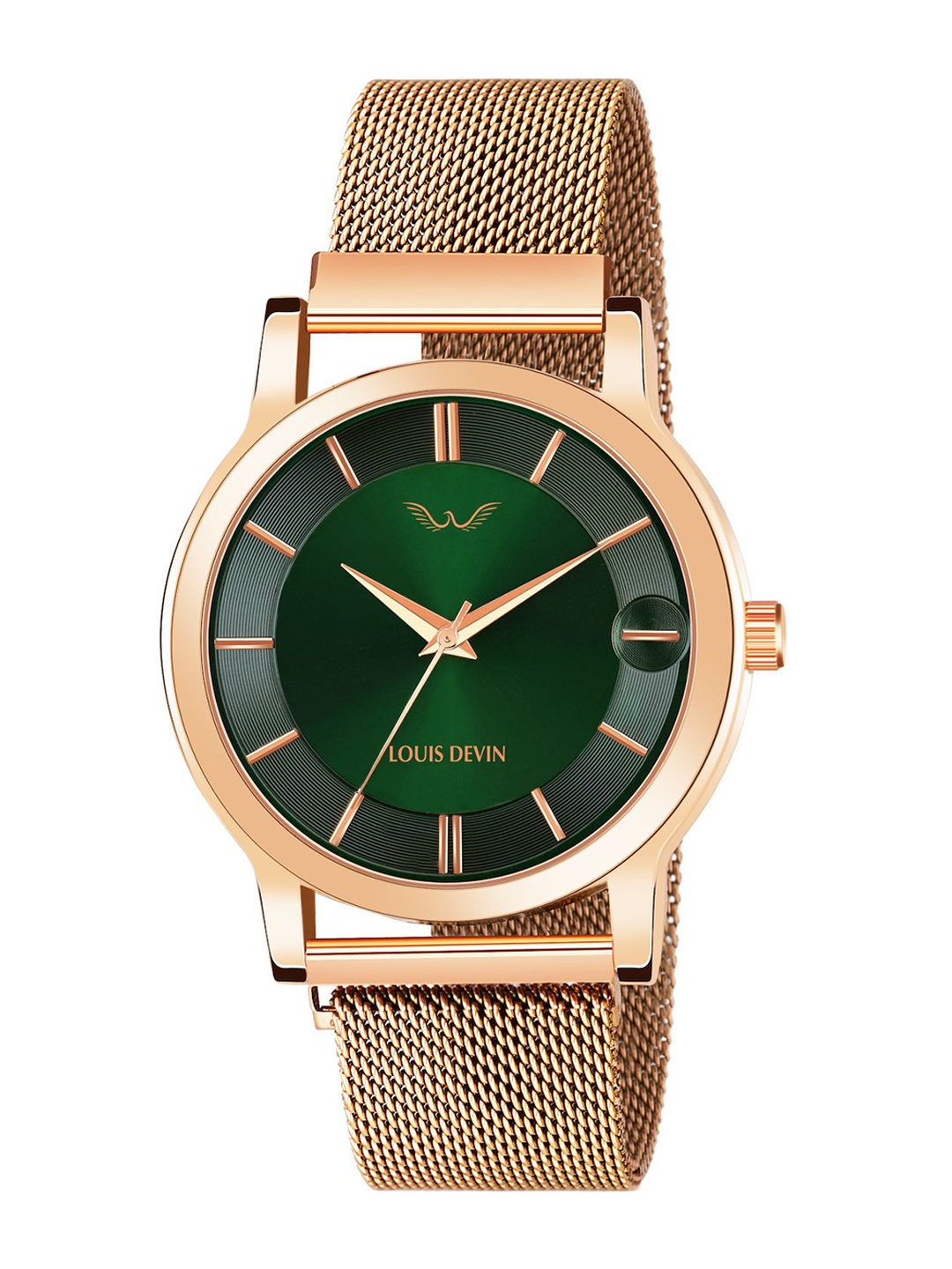 LOUIS DEVIN Men Brass Dial & Bracelet Style Straps Analogue Watch LD-RG067-GRN-CH, Rose gold
LOUIS DEVIN Men Brass Dial & Bracelet Style Straps Analogue Watch LD-RG067-GRN-CH, Rose gold