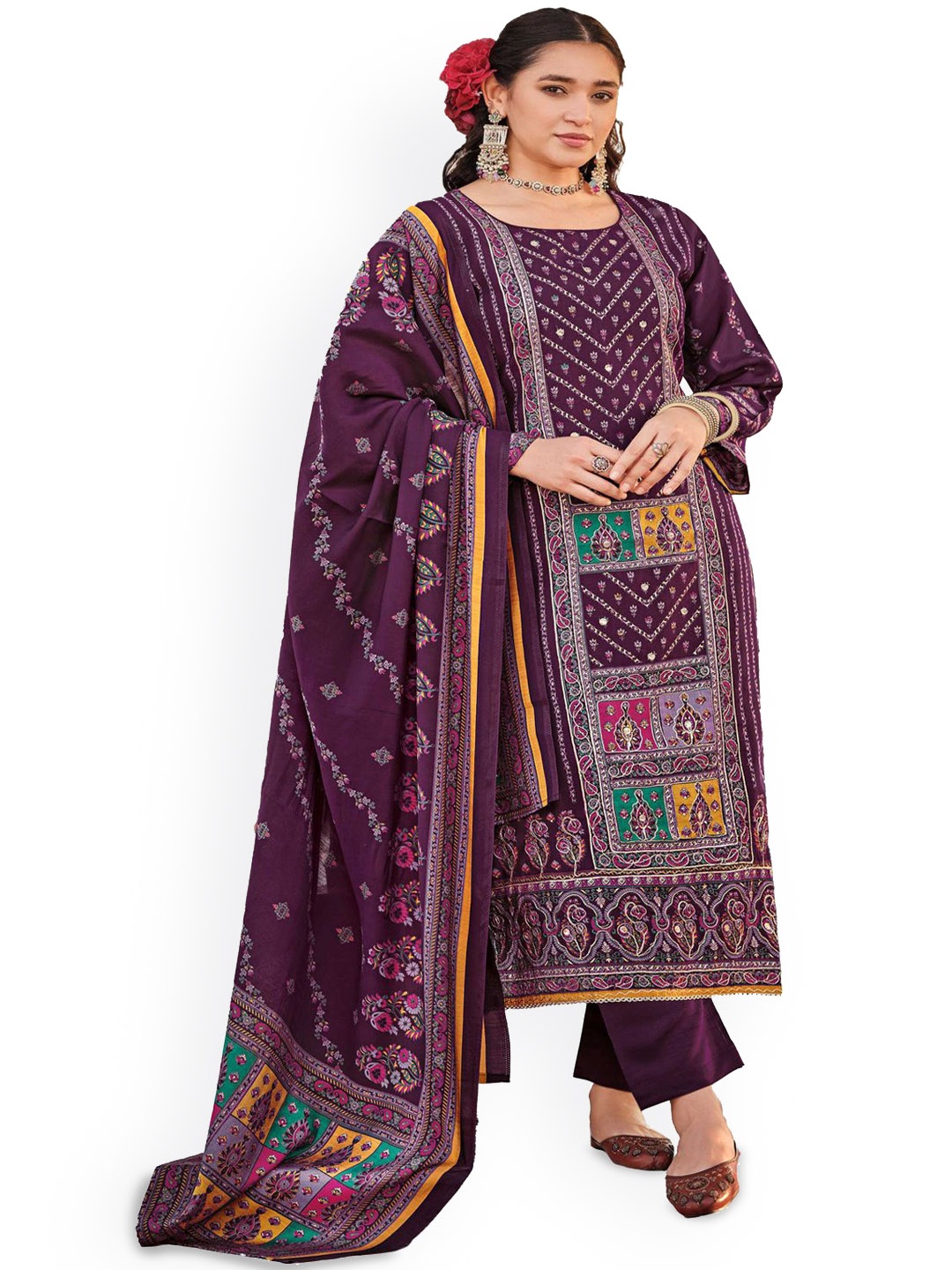 DRAVINAM Trends Floral Embroidered Pure Cotton Unstitched Dress Material, Maroon
DRAVINAM Trends Floral Embroidered Pure Cotton Unstitched Dress Material, Maroon