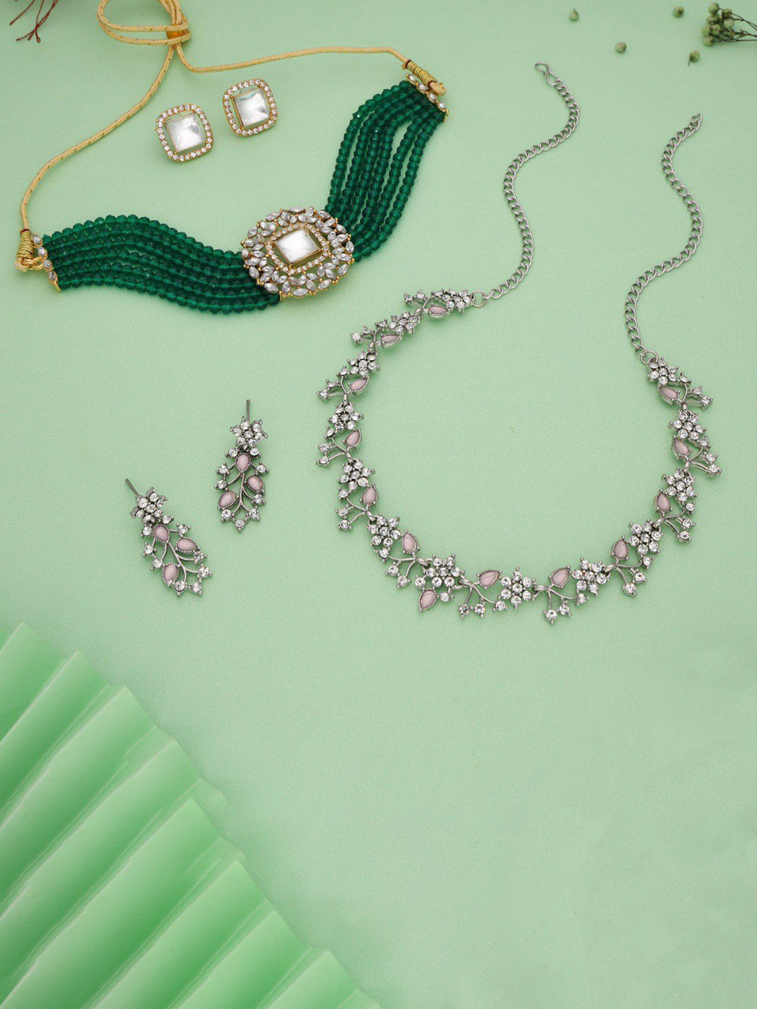 Lyriss Set Of 2 Silver-Plated American Diamond Studded Jewellery Set
Lyriss Set Of 2 Silver-Plated American Diamond Studded Jewellery Set