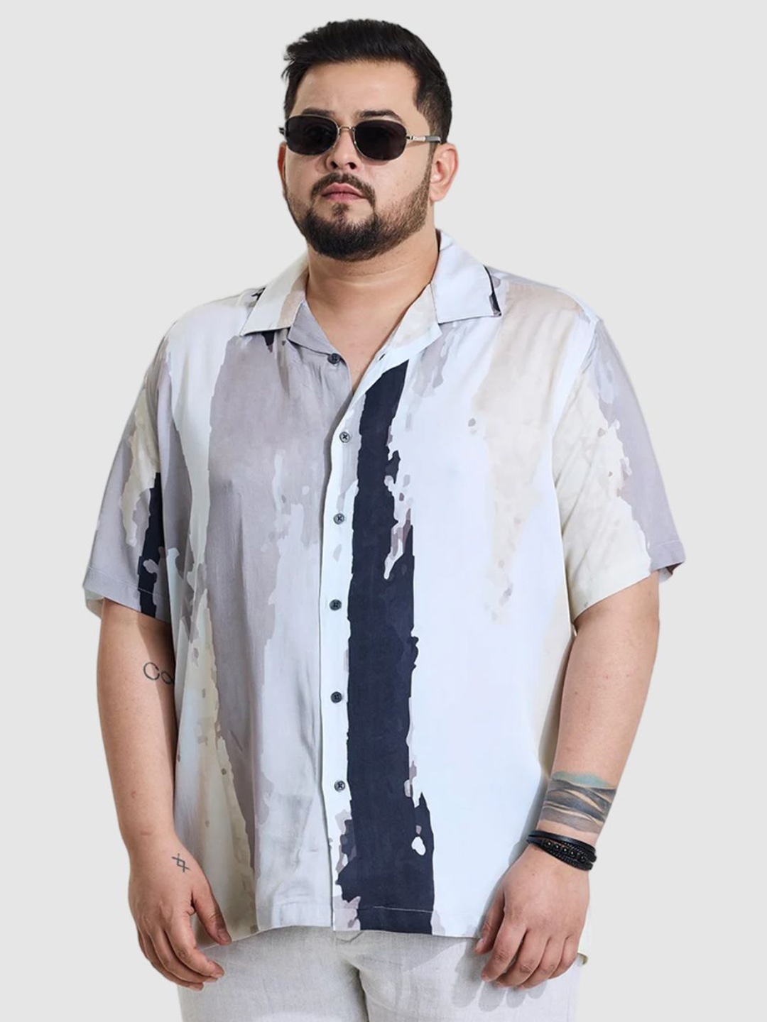Snitch Men Plus Size Relaxed Fit Cuban Collar Abstract Printed Casual Shirt, White
Snitch Men Plus Size Relaxed Fit Cuban Collar Abstract Printed Casual Shirt, White