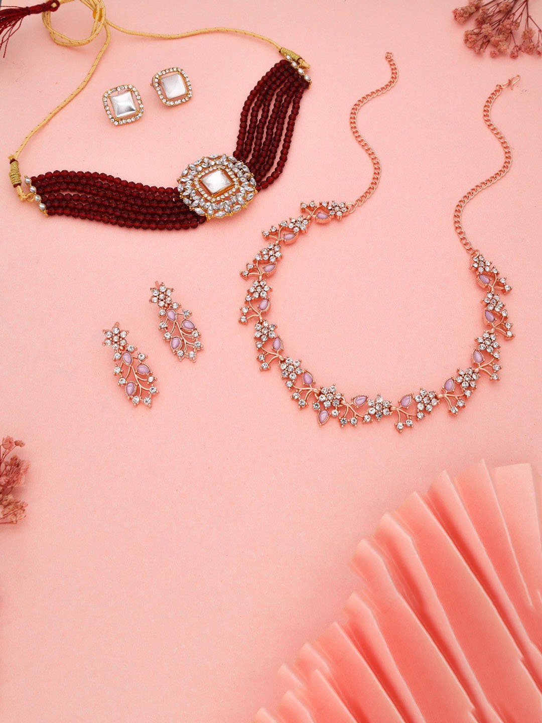 Lyriss Set Of 2 Gold-Plated & Rose Gold-Plated American-Diamond-Studded Jewellery Set
Lyriss Set Of 2 Gold-Plated & Rose Gold-Plated American-Diamond-Studded Jewellery Set