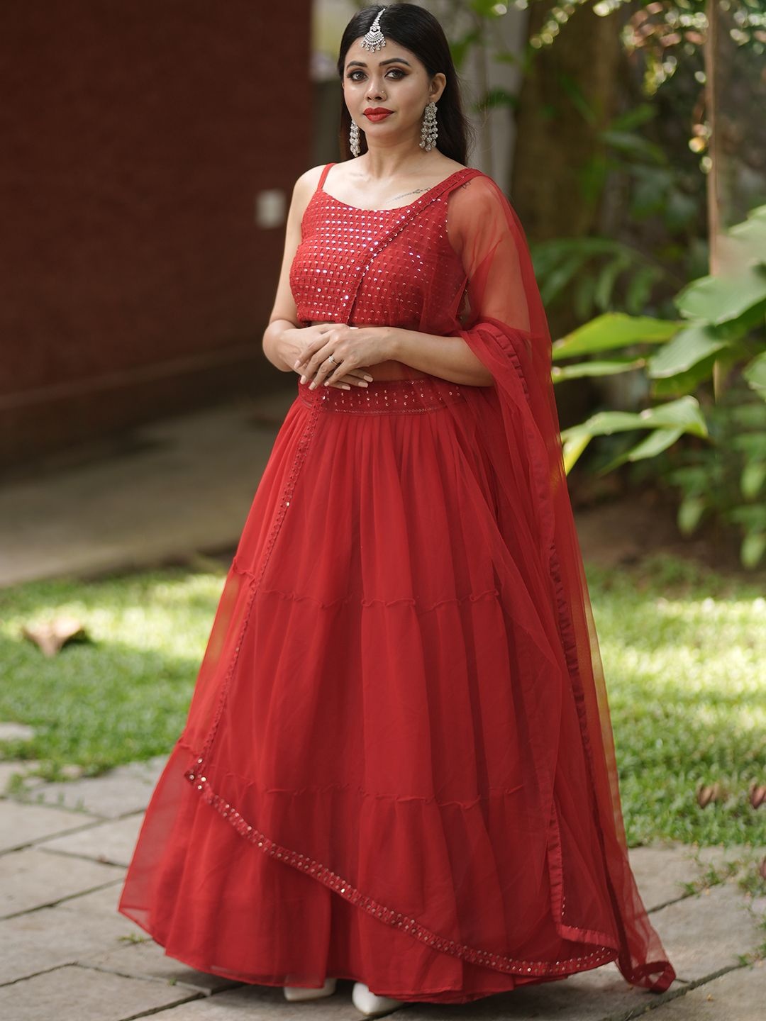 FABPIXEL Embellished Sequinned Semi-Stitched Lehenga & Unstitched Blouse With Dupatta, Red
FABPIXEL Embellished Sequinned Semi-Stitched Lehenga & Unstitched Blouse With Dupatta, Red