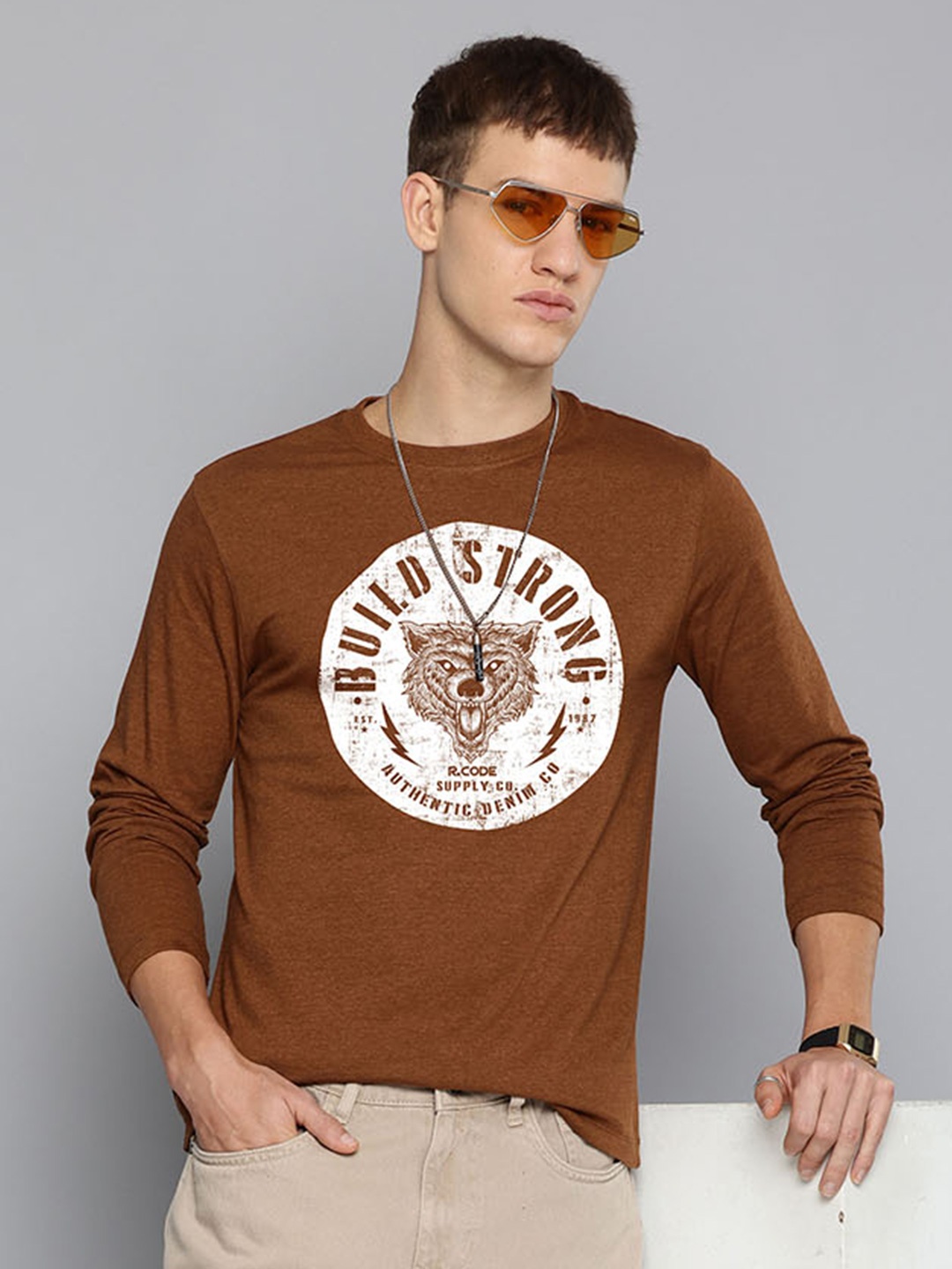 R.Code by The Roadster Lifestyle Co. Men Graphic Printed Round Neck Cotton T-shirt, Brown
R.Code by The Roadster Lifestyle Co. Men Graphic Printed Round Neck Cotton T-shirt, Brown