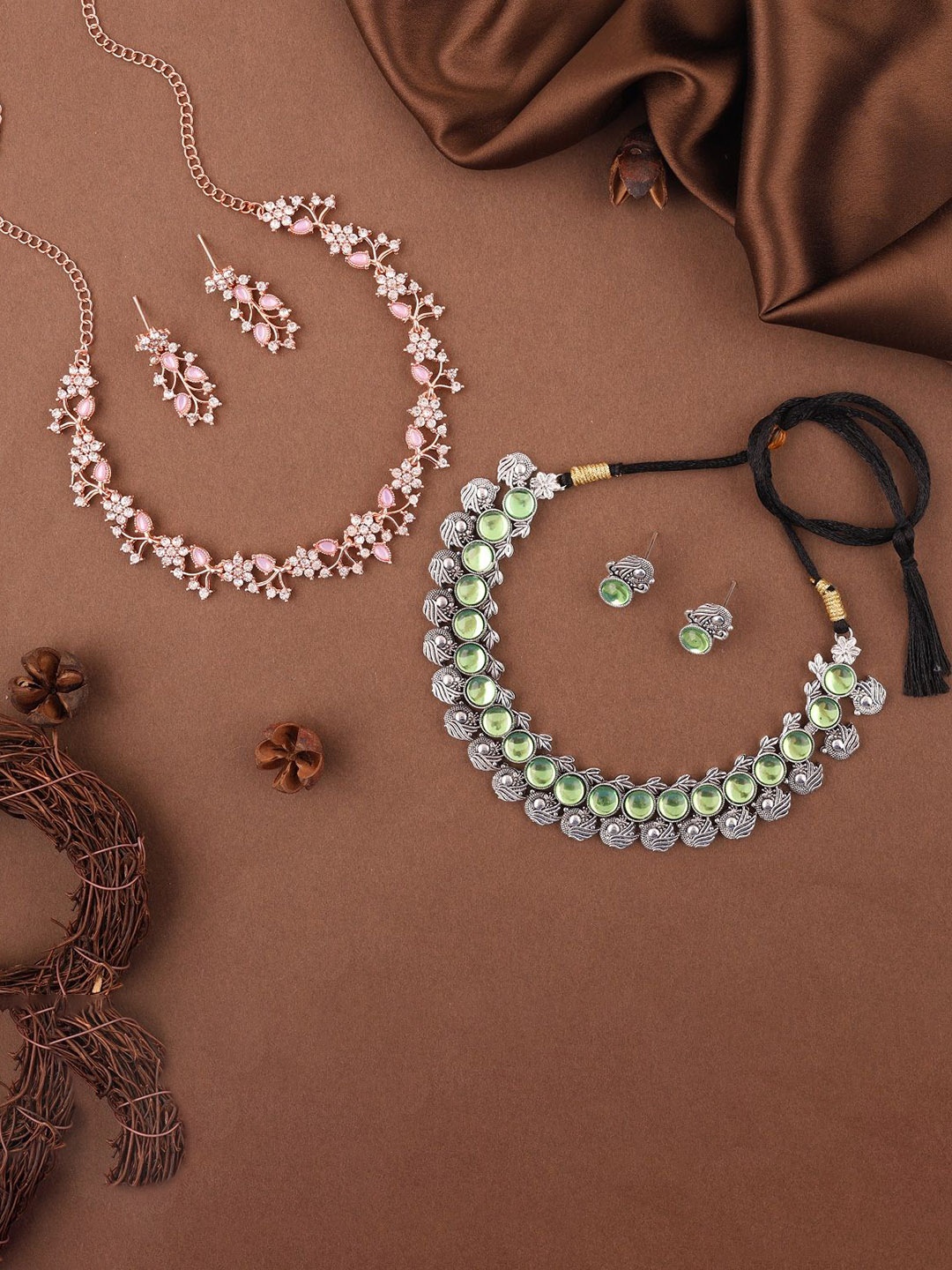 Lyriss Set Of 2 Rose Gold-Plated & Silver-Plated American-Diamond-Studded Jewellery Set
Lyriss Set Of 2 Rose Gold-Plated & Silver-Plated American-Diamond-Studded Jewellery Set
