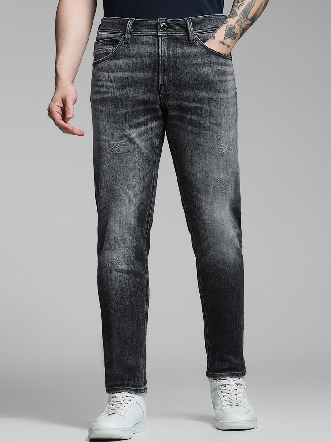 Jack & Jones Men Slim Fit Low-Rise Mildly Distressed Light Fade Stretchable Jeans, Grey
Jack & Jones Men Slim Fit Low-Rise Mildly Distressed Light Fade Stretchable Jeans, Grey