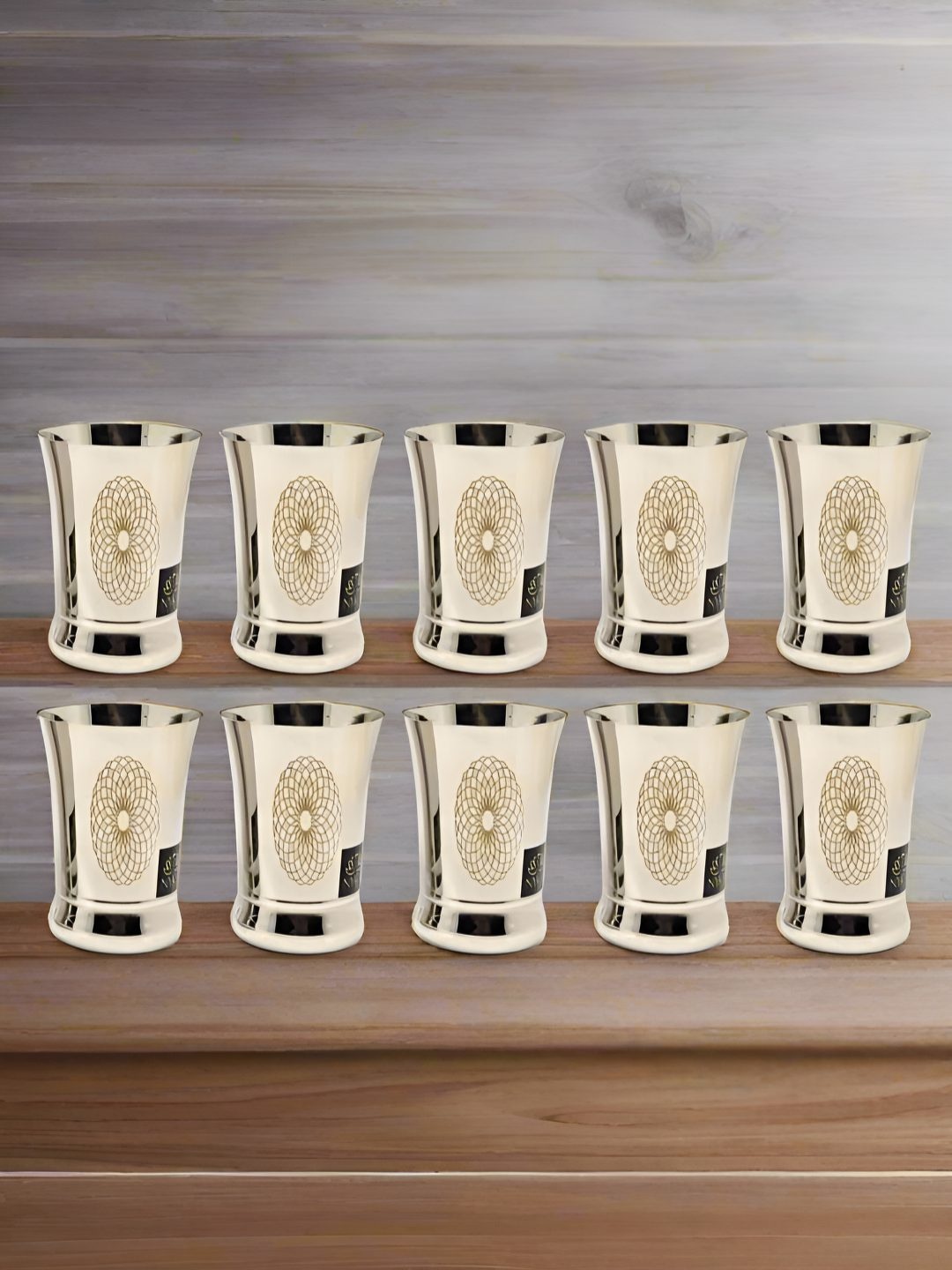 Nyra Kitchenware Silver-Toned 12 Pieces Printed Stainless Steel Water Glasses-450 ml Each
Nyra Kitchenware Silver-Toned 12 Pieces Printed Stainless Steel Water Glasses-450 ml Each