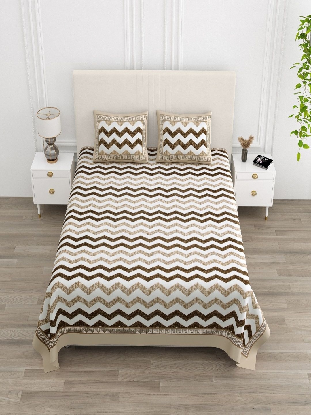 tundwal's White & Beige Printed 210 TC Pure Cotton Double Size Bedsheet Set 2.28m X 2.74m
tundwal's White & Beige Printed 210 TC Pure Cotton Double Size Bedsheet Set 2.28m X 2.74m