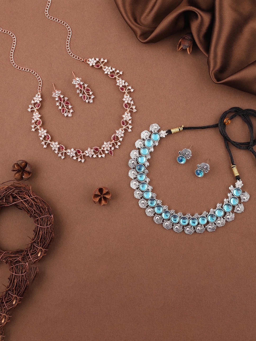 Lyriss Set Of 2 Rose Gold-Plated & Silver-Plated American-Diamond-Studded Jewellery Set
Lyriss Set Of 2 Rose Gold-Plated & Silver-Plated American-Diamond-Studded Jewellery Set