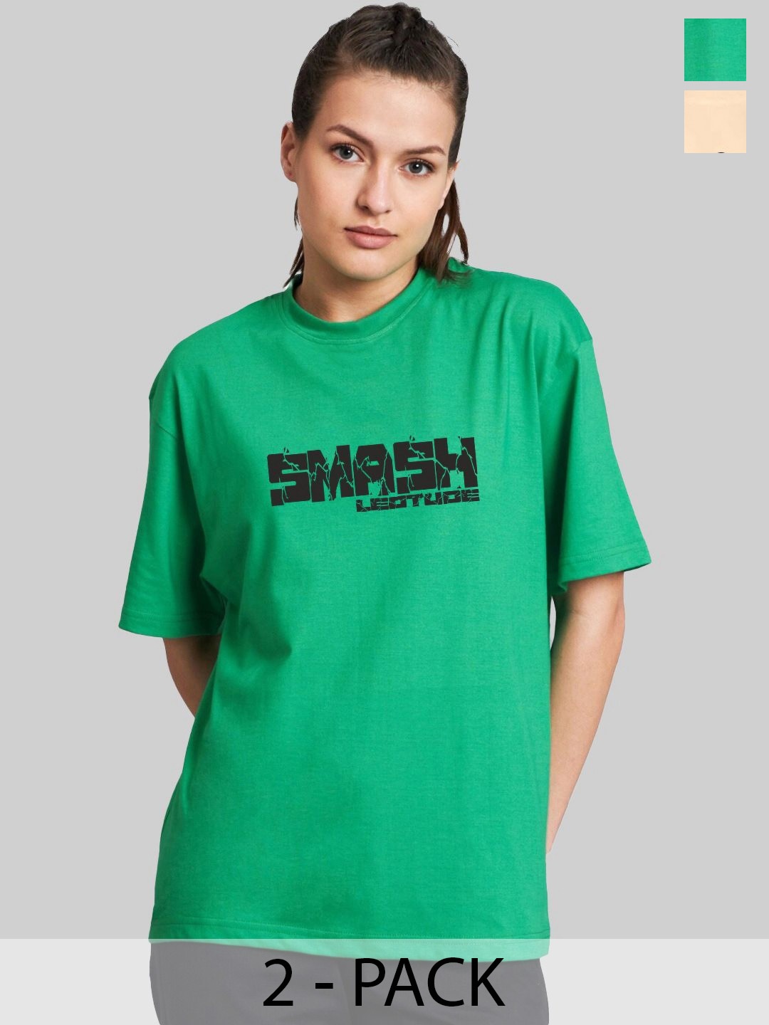 Leotude Women Pack Of 2 Hulk Graphic Printed Round Neck Cotton Oversized T-shirts, Green
Leotude Women Pack Of 2 Hulk Graphic Printed Round Neck Cotton Oversized T-shirts, Green