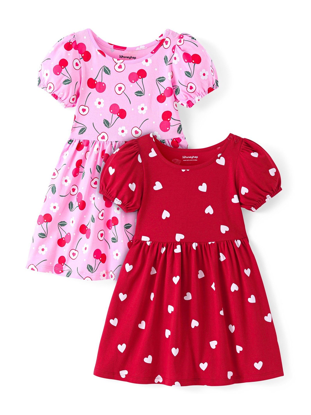 Honeyhap Girls Pack Of 2 Polka Dot Conversational Printed Cotton Fit and Flare Dress, Pink
Honeyhap Girls Pack Of 2 Polka Dot Conversational Printed Cotton Fit and Flare Dress, Pink